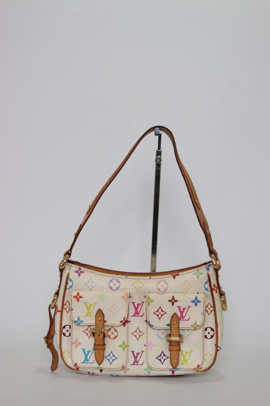 LOUIS VUITTON White Monogram Multicolore Canvas Lodge PM Shoulder Bag