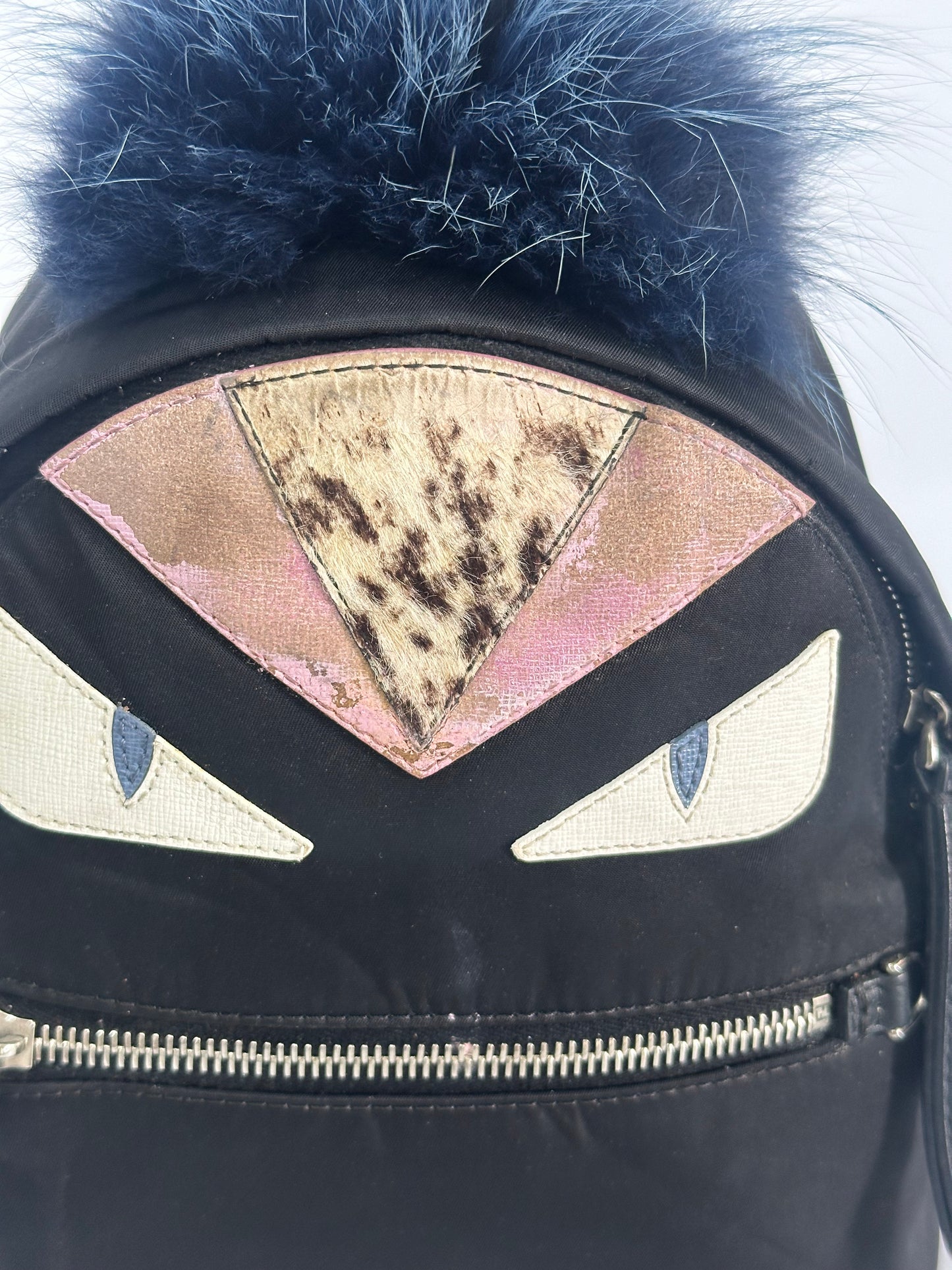 FENDI
Black Nylon And Leather Monster Eyes Mini Backpack