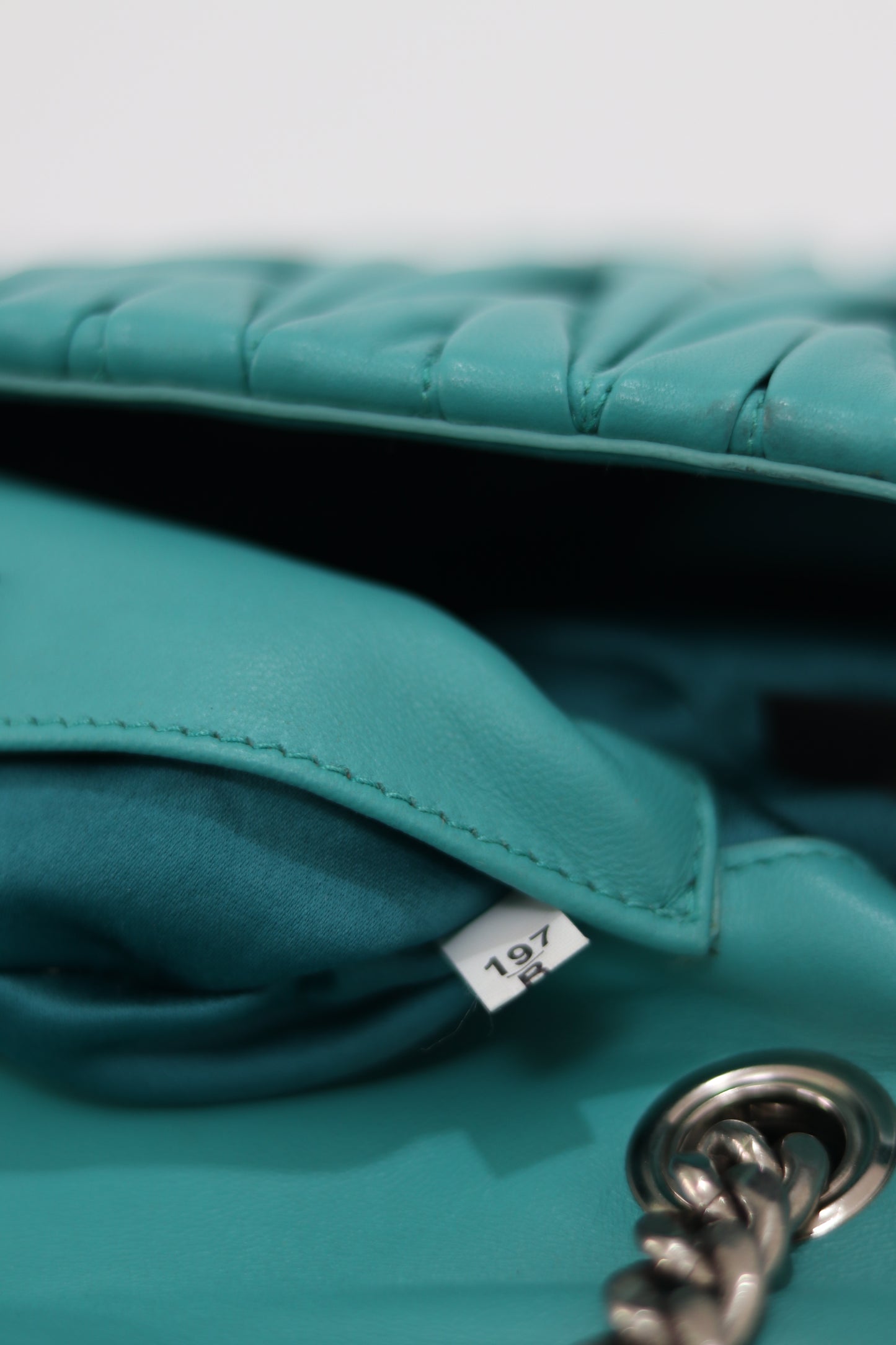 Miu Miu Emerald Green Leather Matrasse Chain Shoulder Bag
