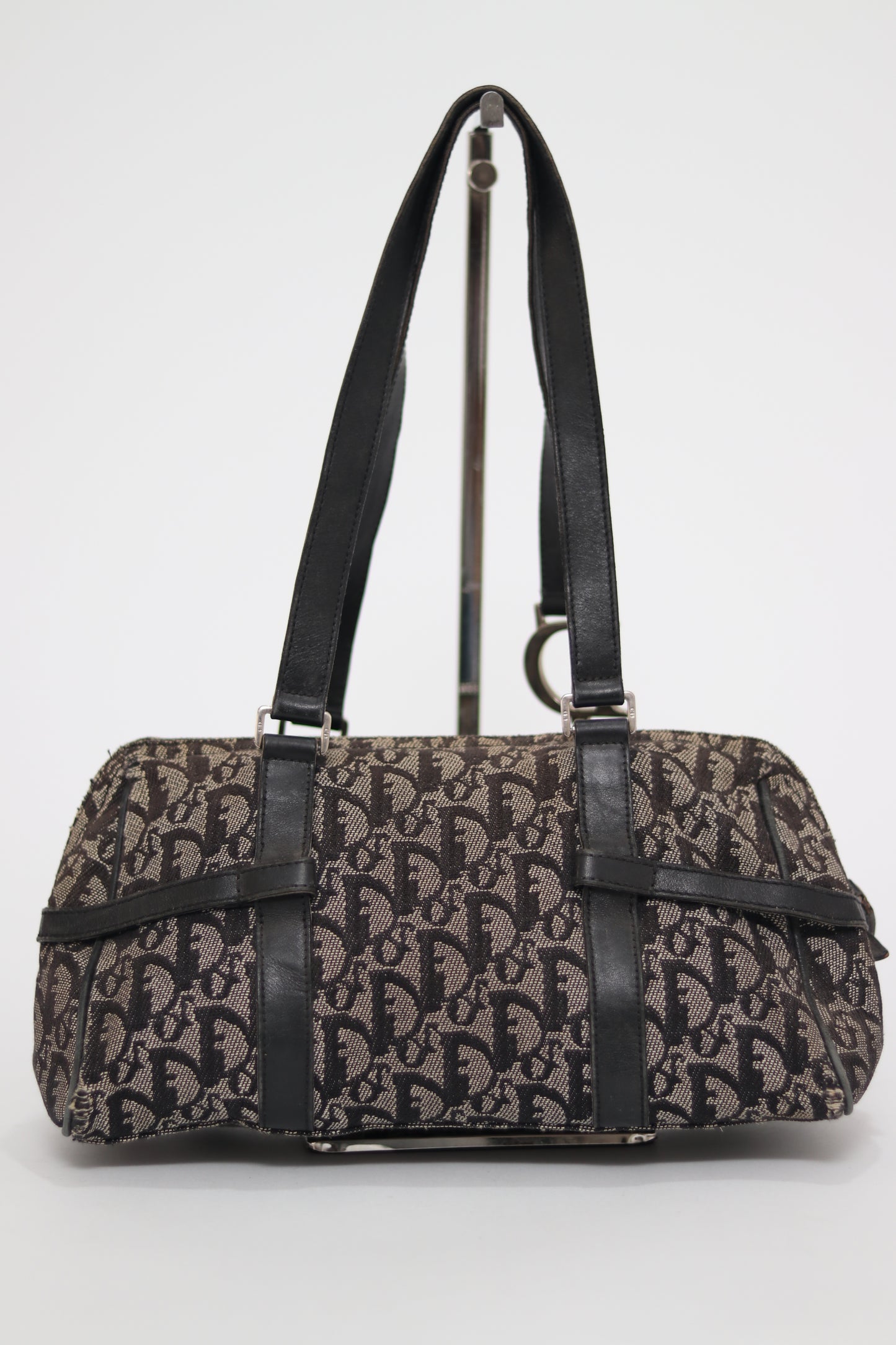CHRISTIAN DIOR Denim Monogram Charms Shoulder Bag Blue