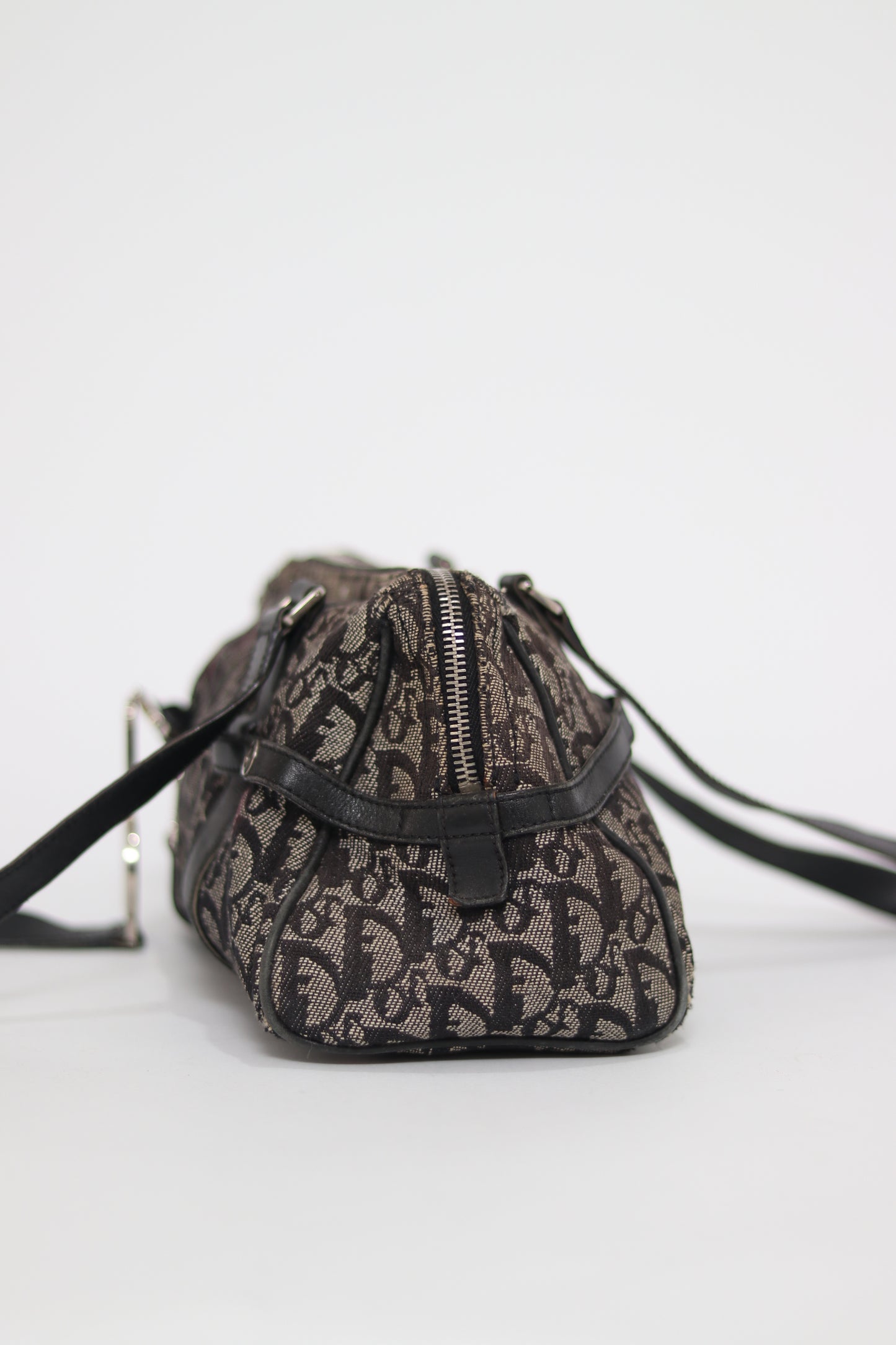 CHRISTIAN DIOR Denim Monogram Charms Shoulder Bag Blue