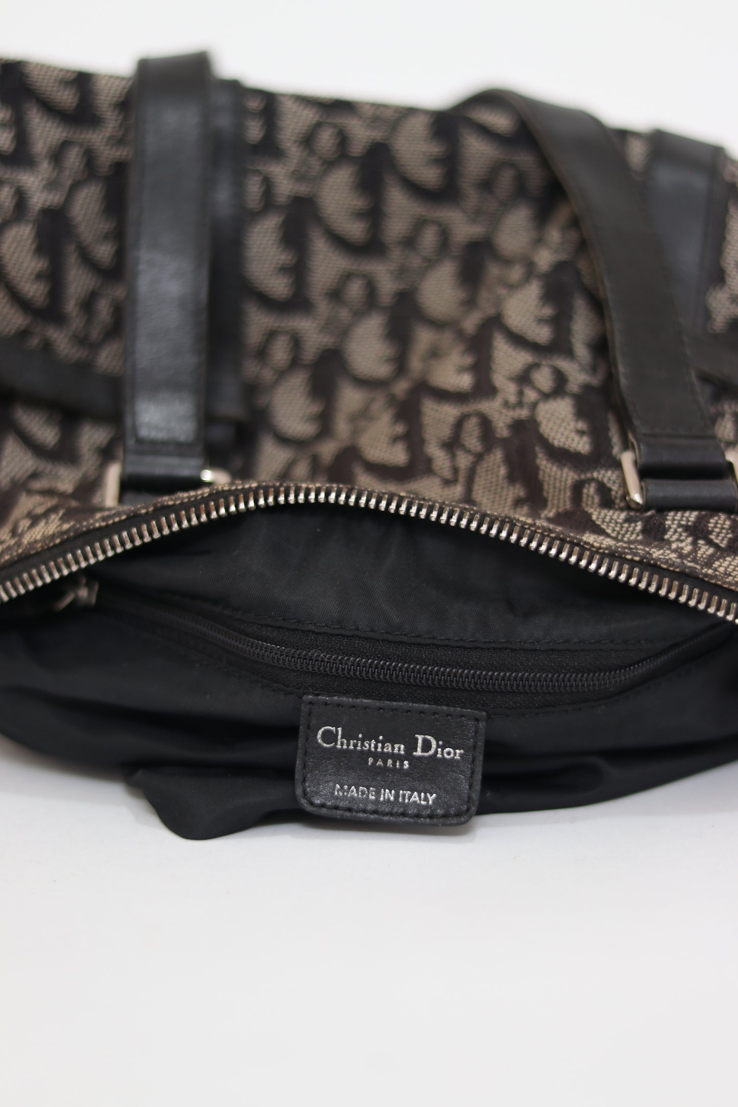 CHRISTIAN DIOR Denim Monogram Charms Shoulder Bag Blue