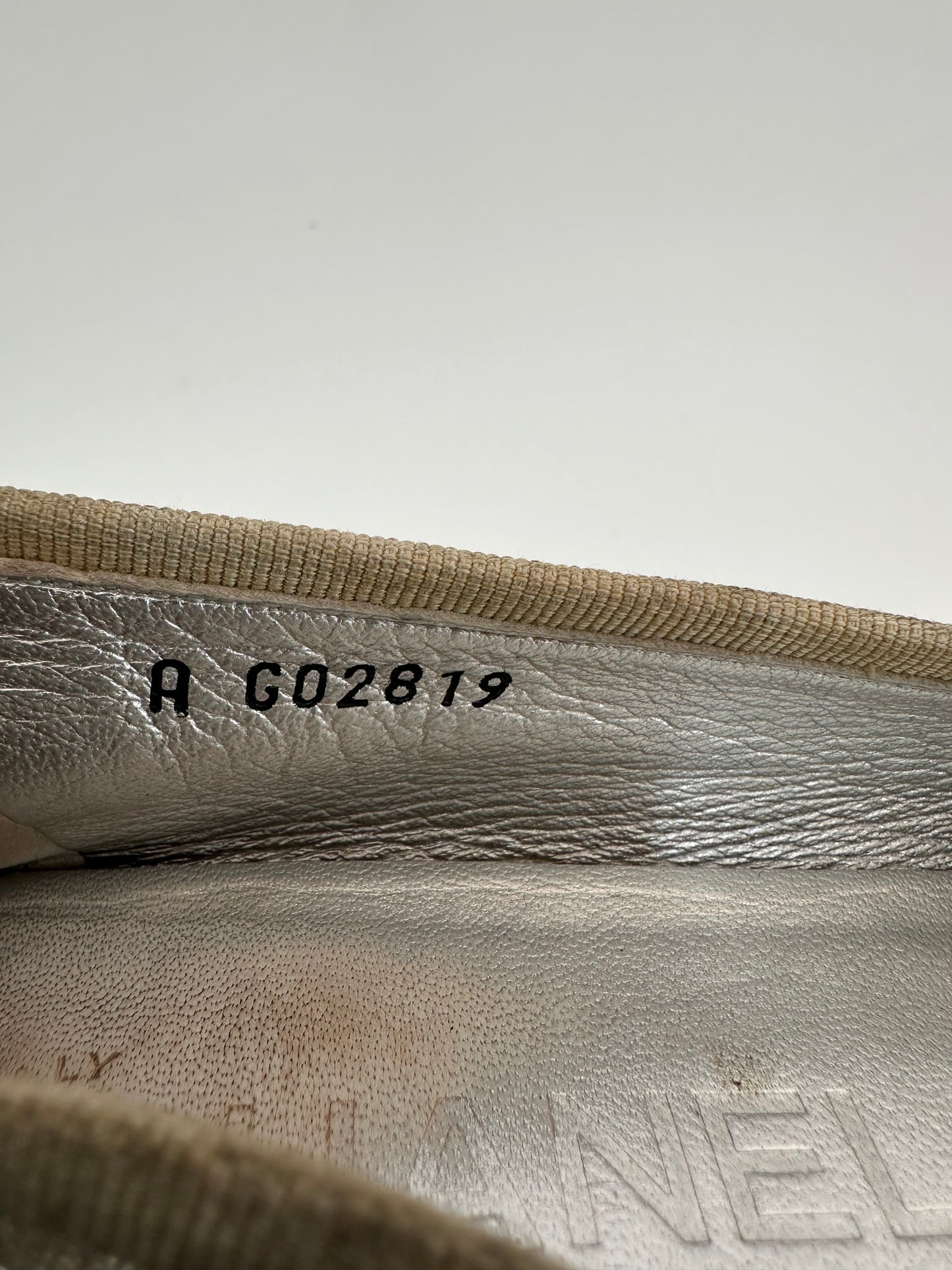 CHANEL Silver Lambskin CC Ballerina Flats Size 36.5 EU
