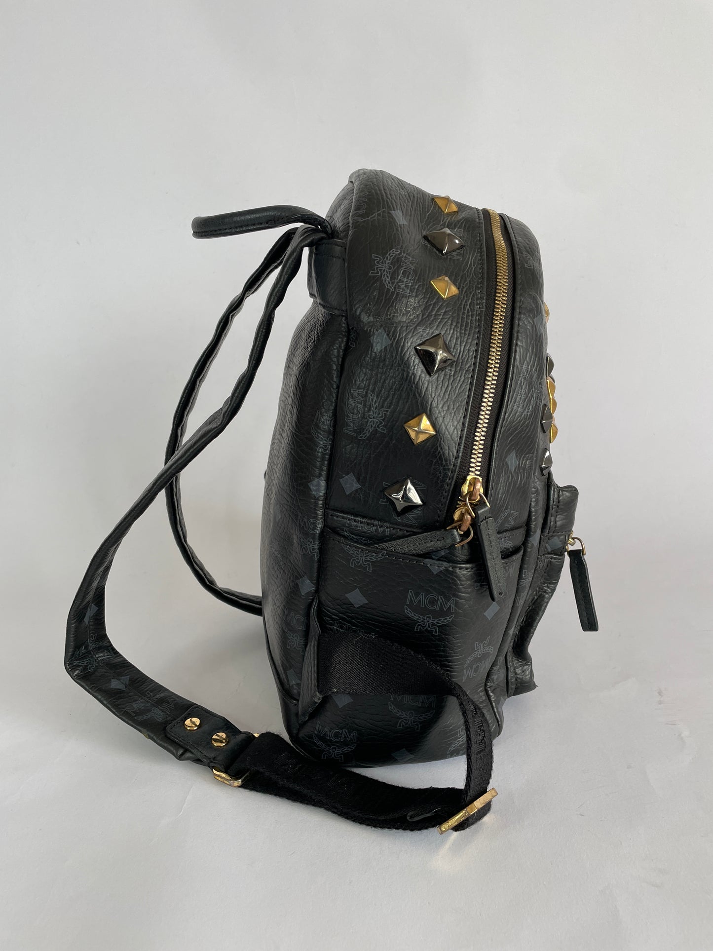 MCM Unisex Visetos Studded Small Stark M Backpack