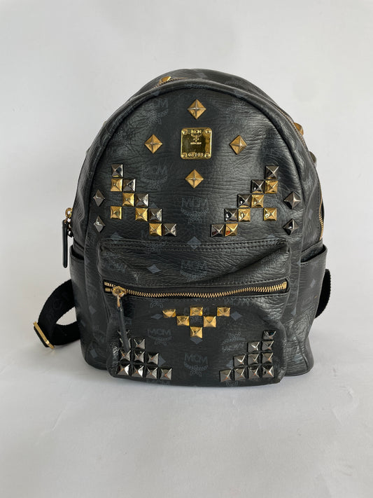 MCM Unisex Visetos Studded Small Stark M Backpack