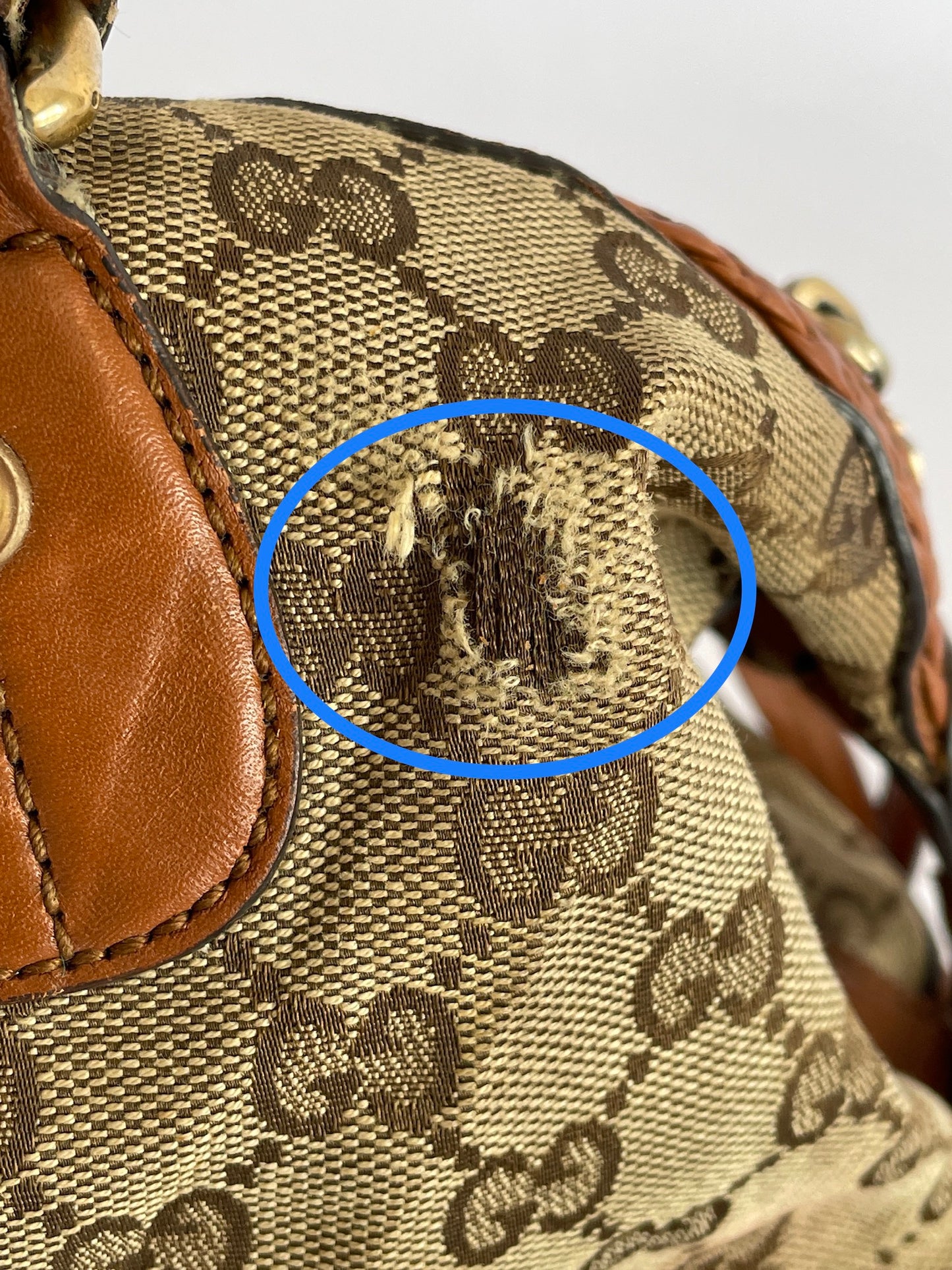 GUCCI Monogram Small Brick Lane Boston Light Brown