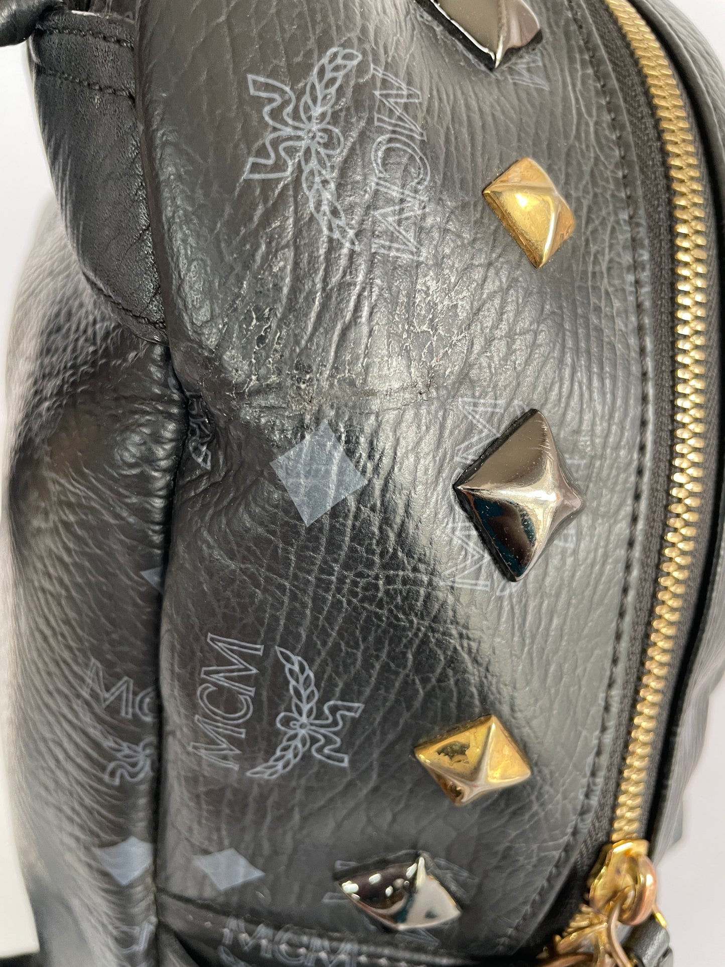 MCM Unisex Visetos Studded Small Stark M Backpack
