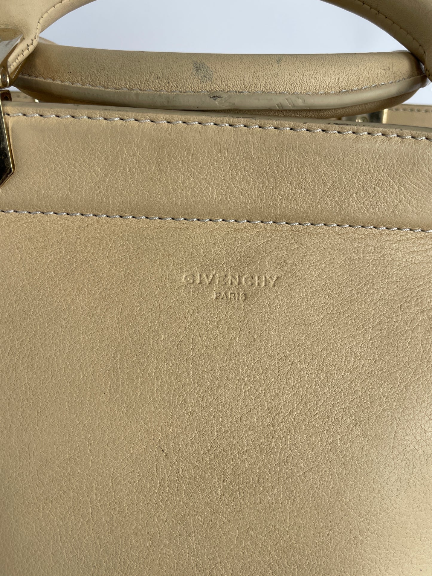 GIVENCHY Biege Calfskin Leather Small HDG Tote Bag