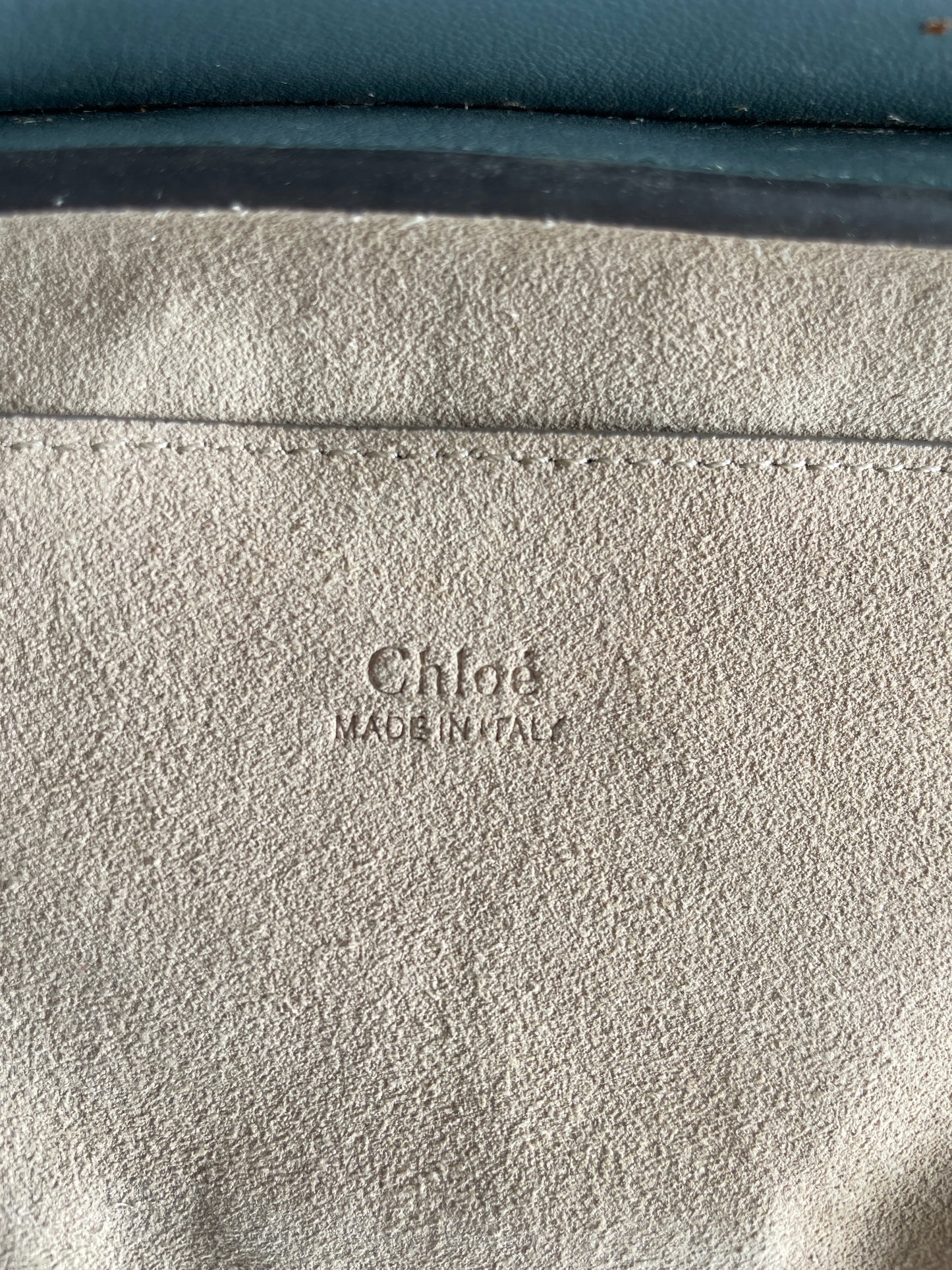 CHLOE Calfskin Suede Mini Chain Faye Shoulder Bag Cloudy Blue