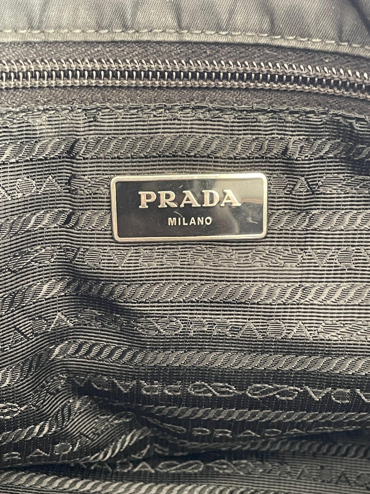 PRADA Tessuto Nylon Saffiano Logo Messenger Bag Black