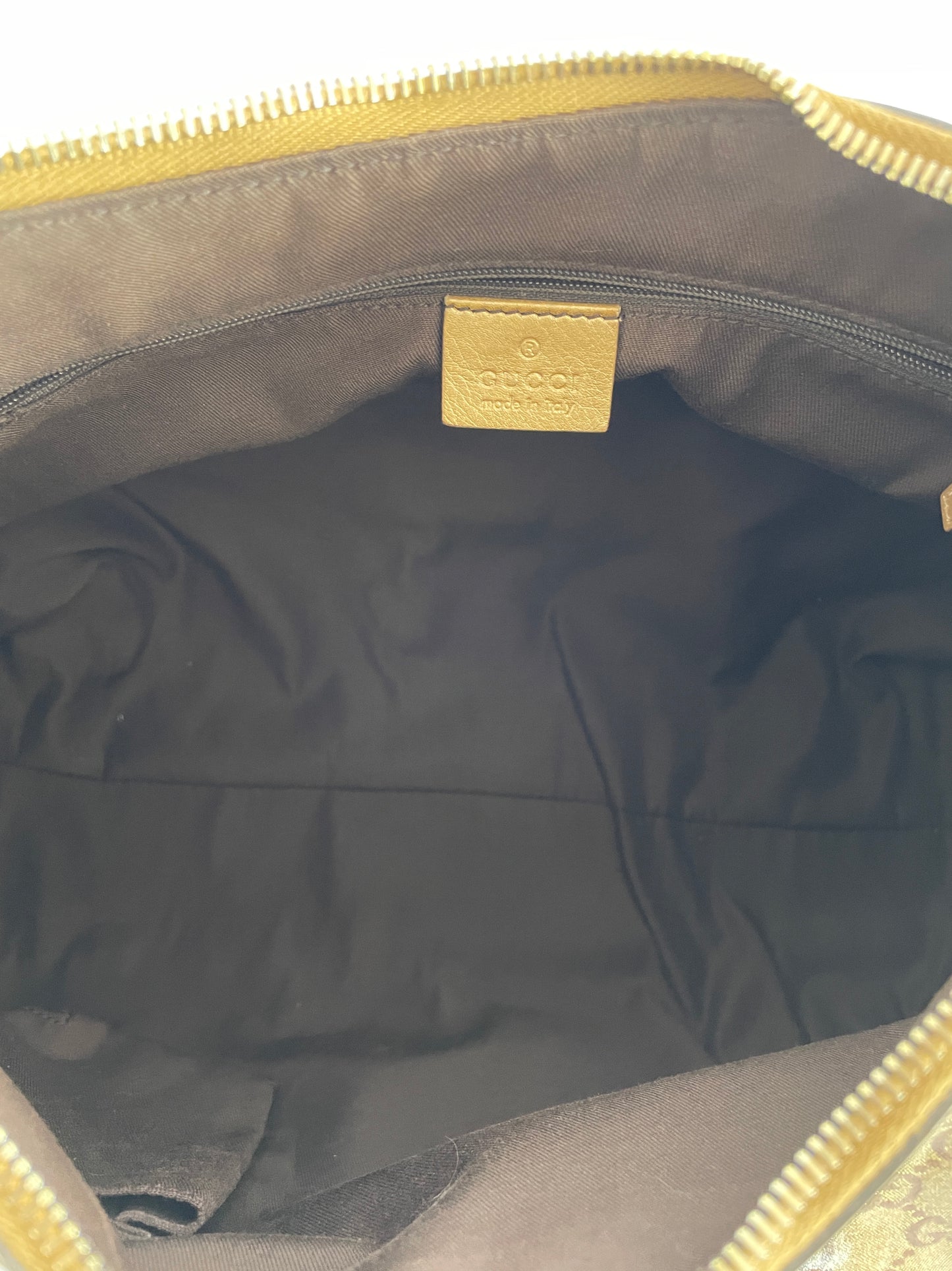 GUCCI Beige/Gold GG Canvas Large D Ring Hobo Bag