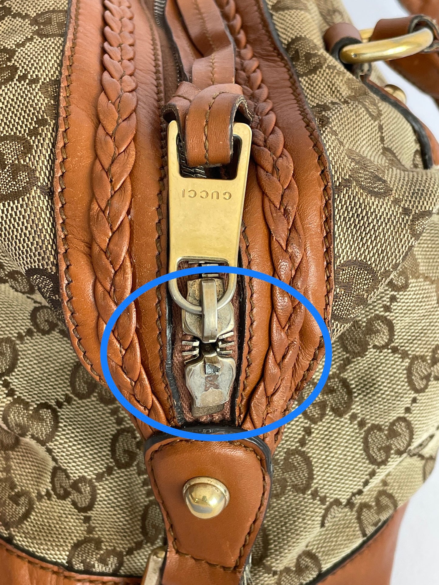 GUCCI Monogram Small Brick Lane Boston Light Brown