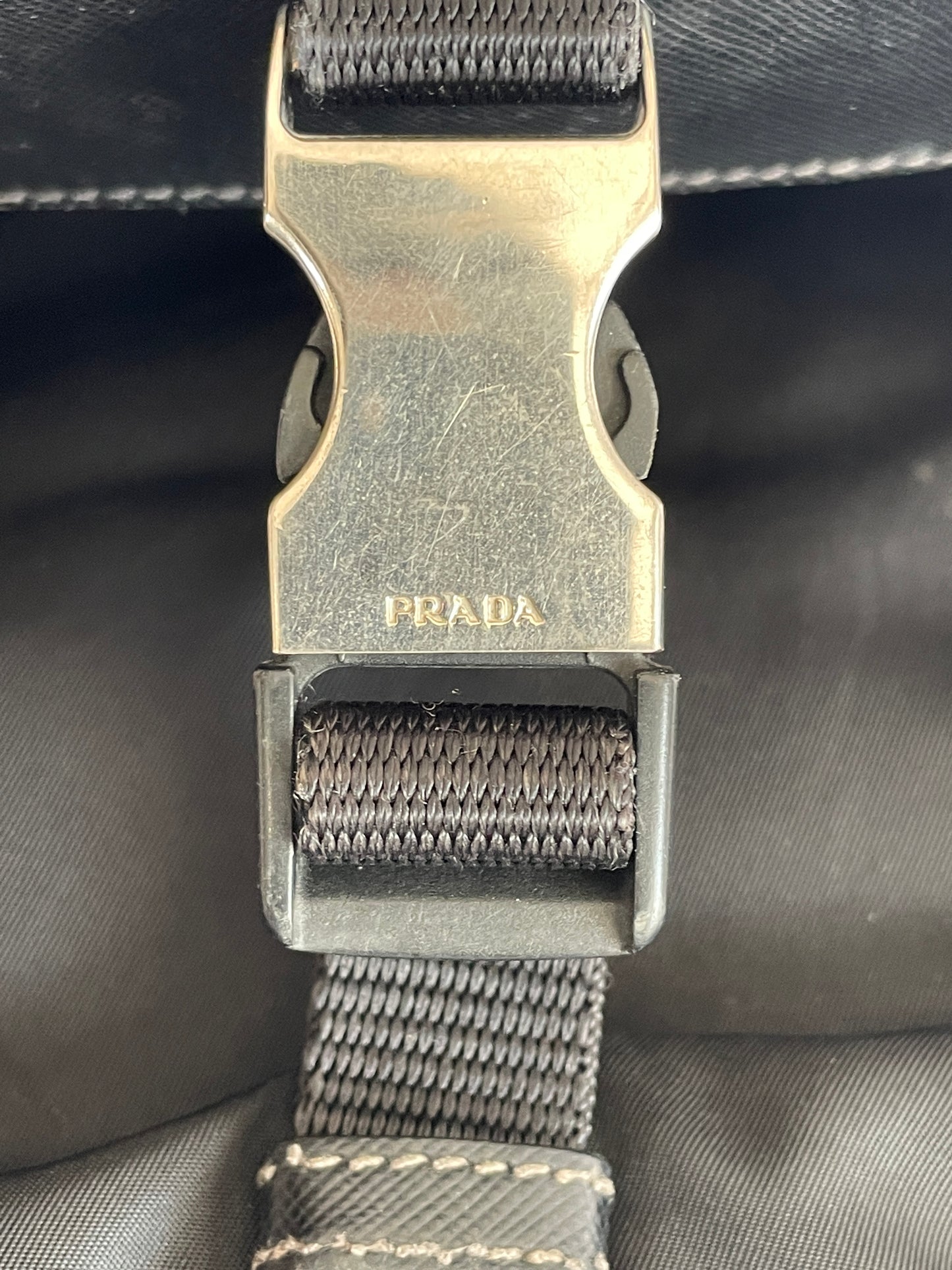 PRADA Tessuto Nylon Saffiano Logo Messenger Bag Black