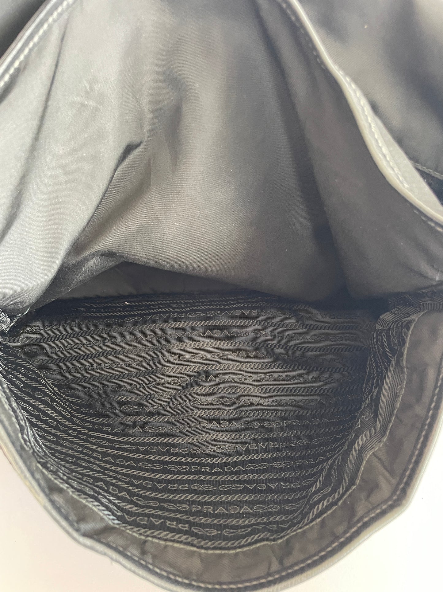 PRADA Tessuto Nylon Saffiano Logo Messenger Bag Black