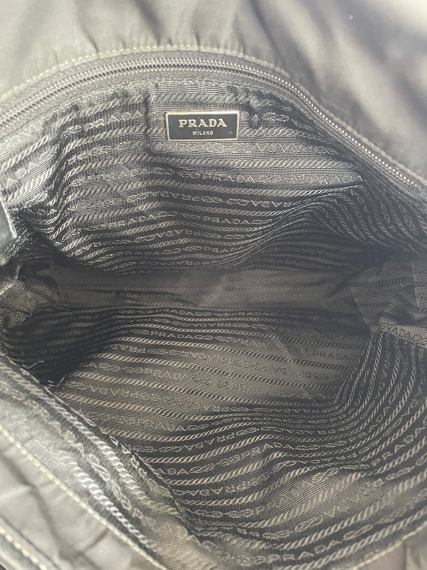 PRADA Tessuto Nylon Saffiano Logo Messenger Bag Black