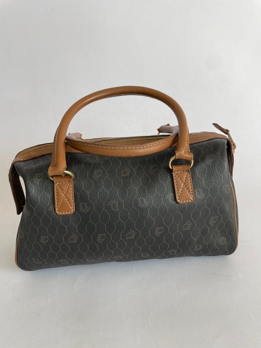 Dior Black/Brown Honeycomb Canvas Boston Bag