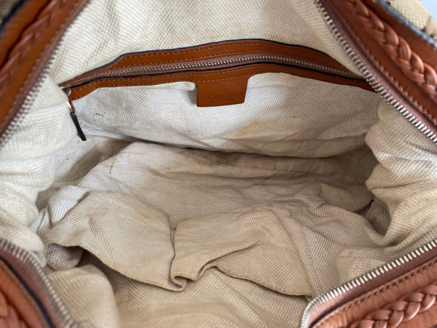 GUCCI Monogram Small Brick Lane Boston Light Brown