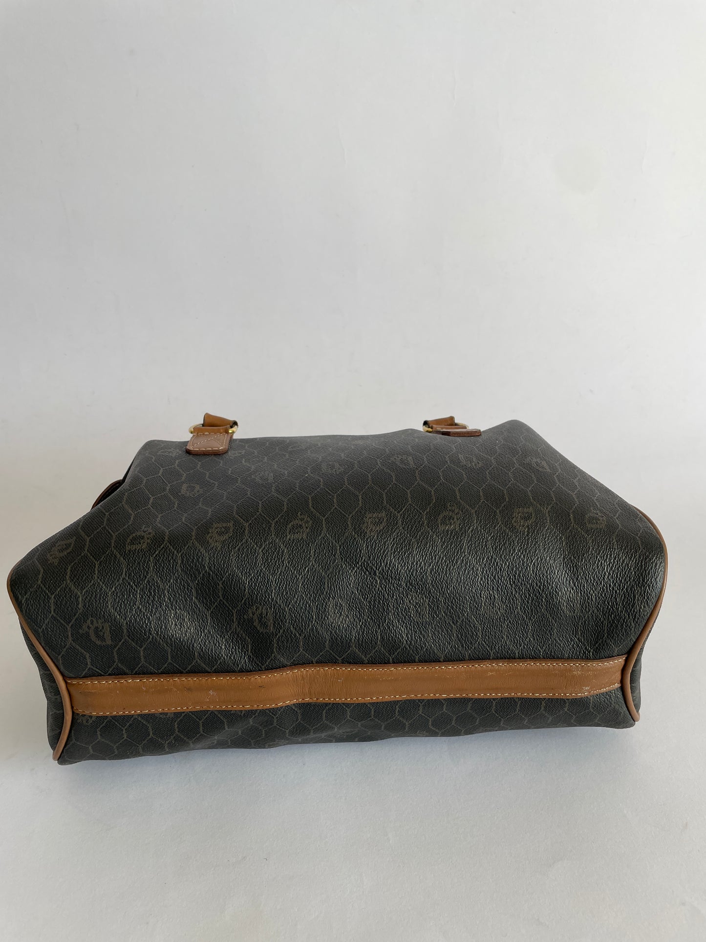 Dior Black/Brown Honeycomb Canvas Boston Bag