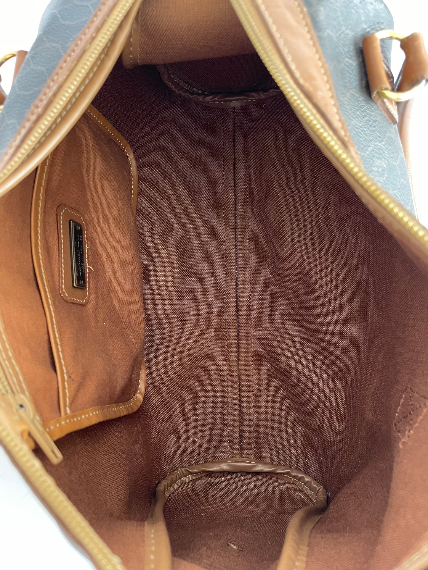 Dior Black/Brown Honeycomb Canvas Boston Bag