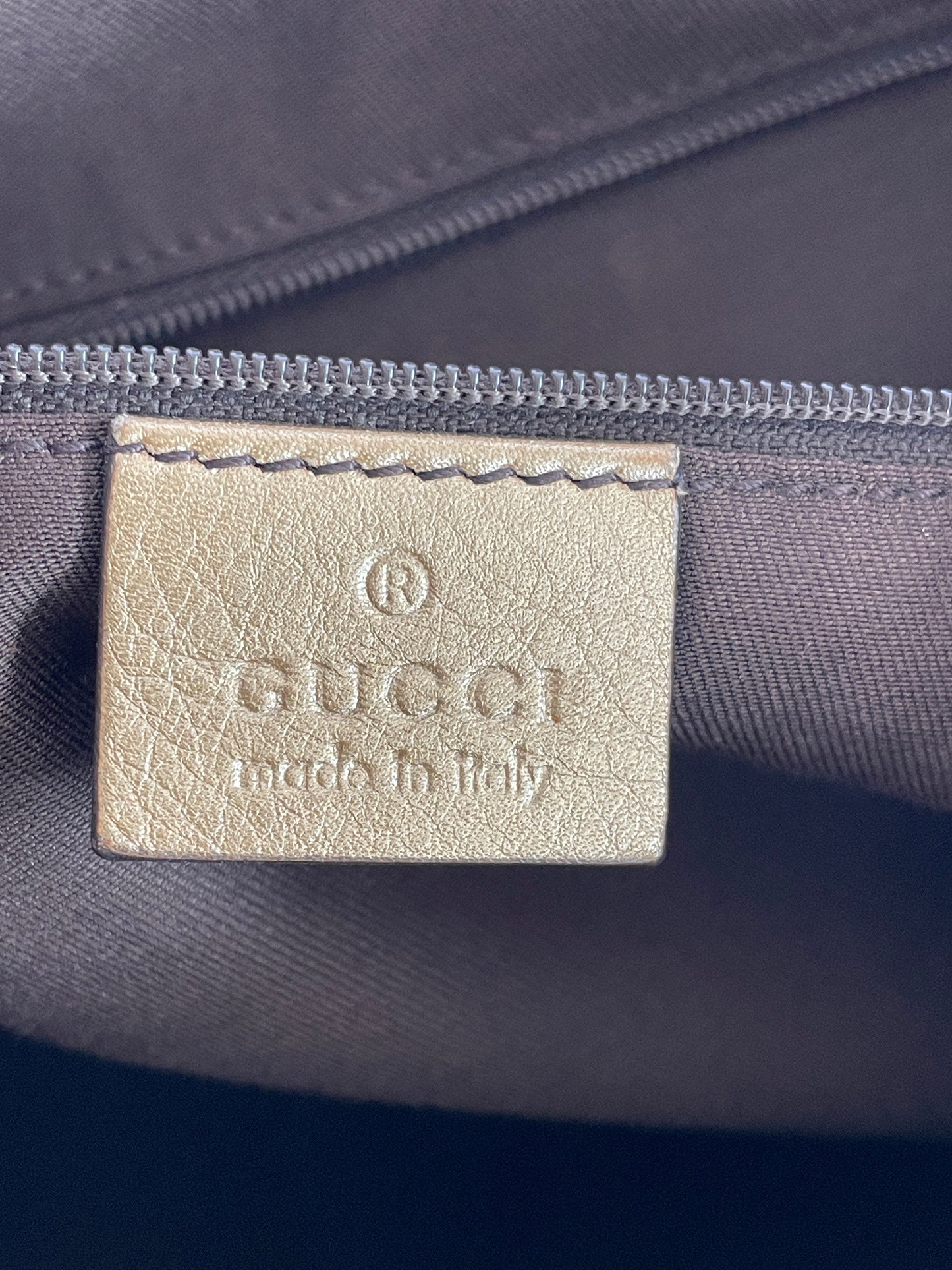 GUCCI Beige/Gold GG Canvas Large D Ring Hobo Bag