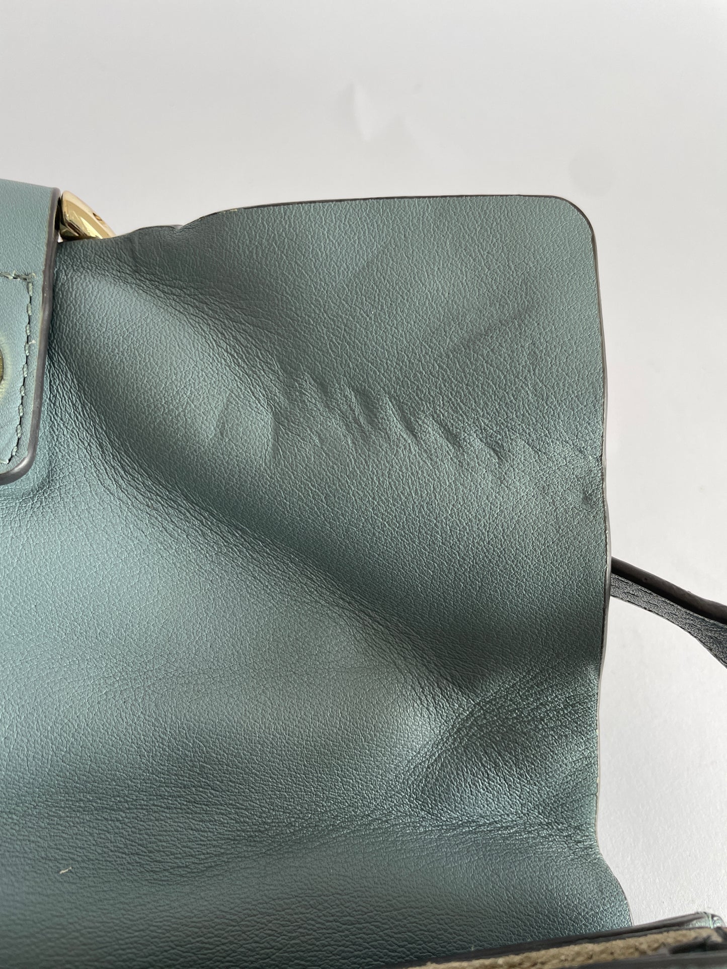 CHLOE Calfskin Suede Mini Chain Faye Shoulder Bag Cloudy Blue