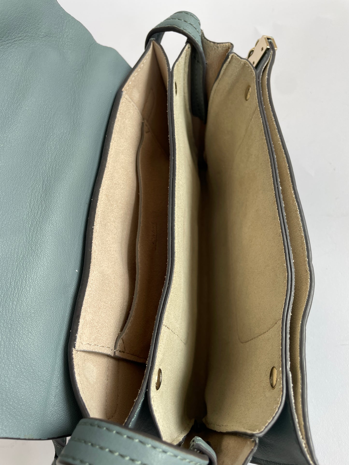 CHLOE Calfskin Suede Mini Chain Faye Shoulder Bag Cloudy Blue