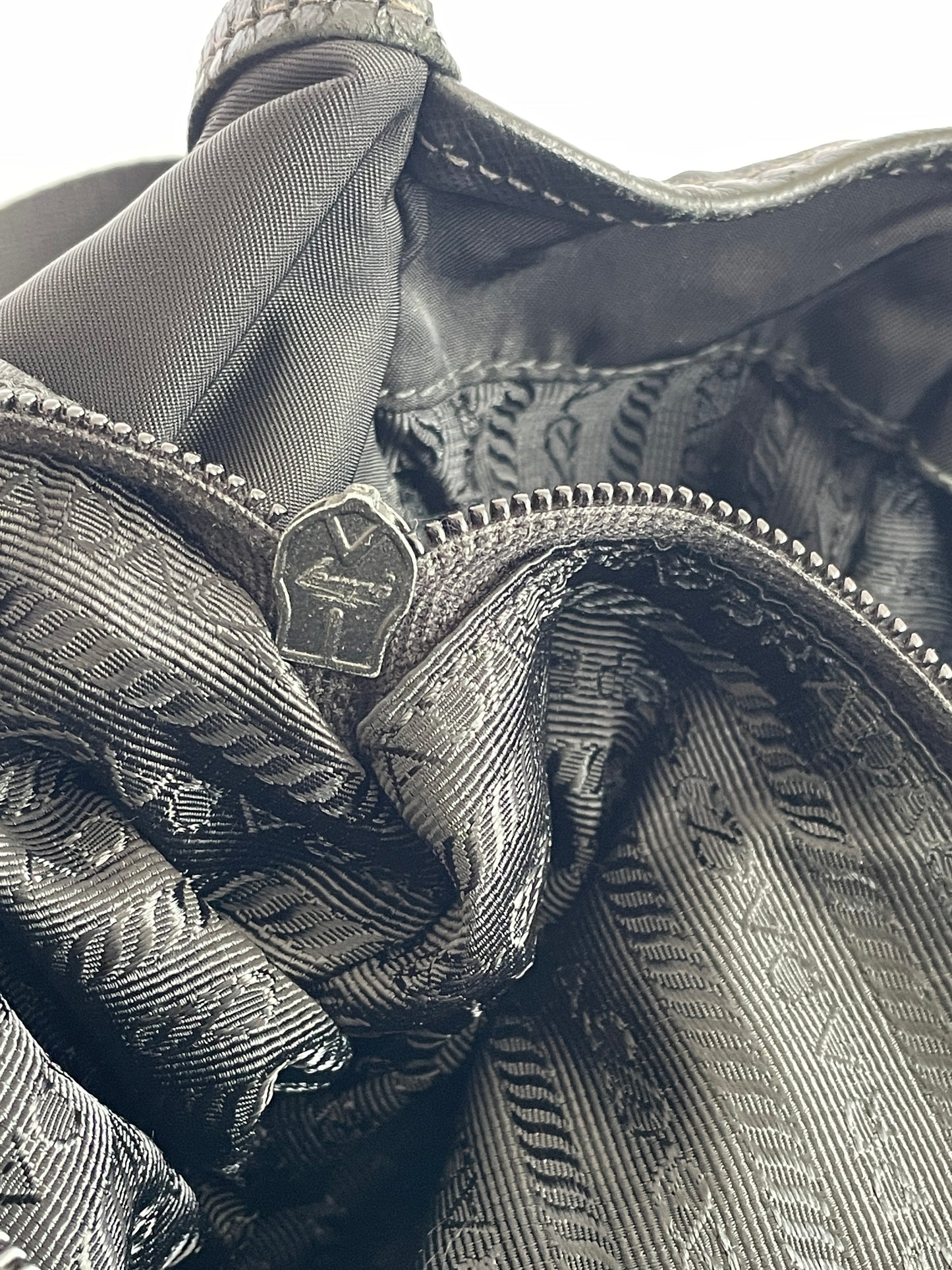PRADA Tessuto Nylon Saffiano Logo Messenger Bag Black