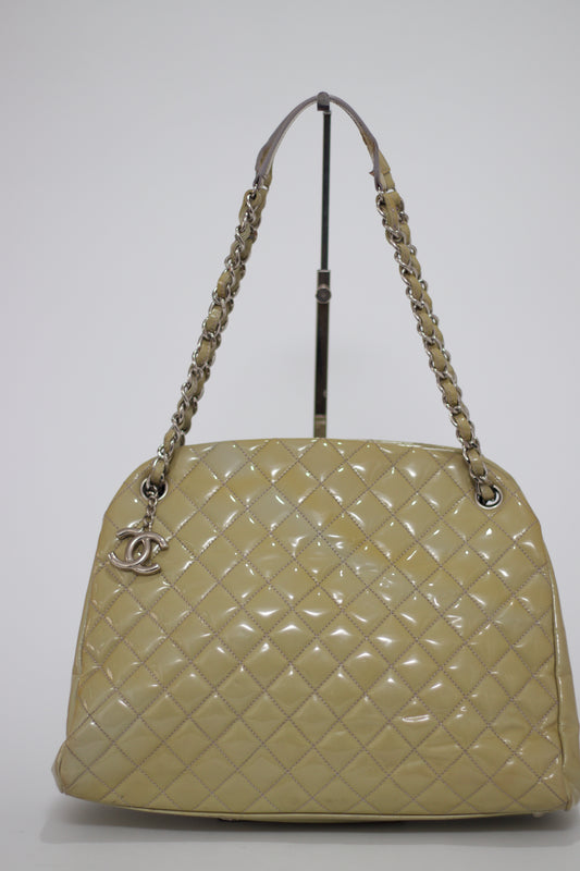 Chanel Yellow Quilted Glazed Leather Large Just Mademoiselle Bowler Bag