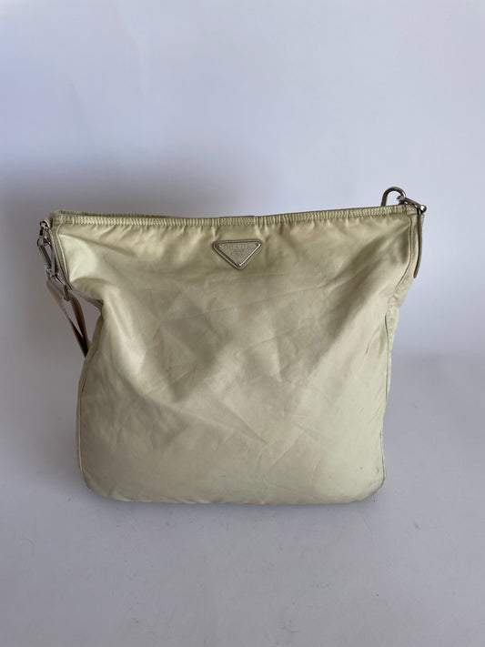 PRADA Beige Nylon Messenger Bag.