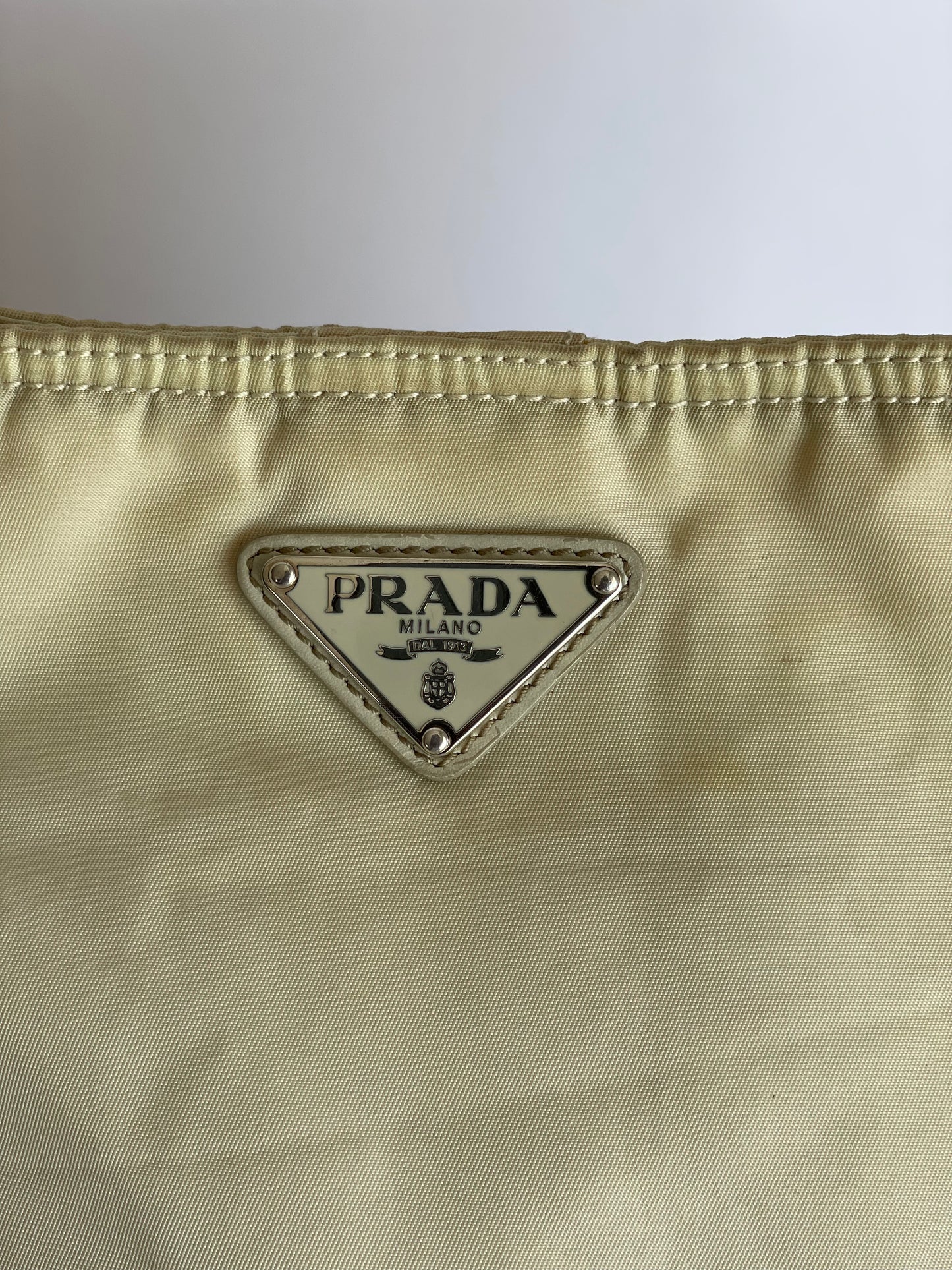 PRADA Beige Nylon Messenger Bag.