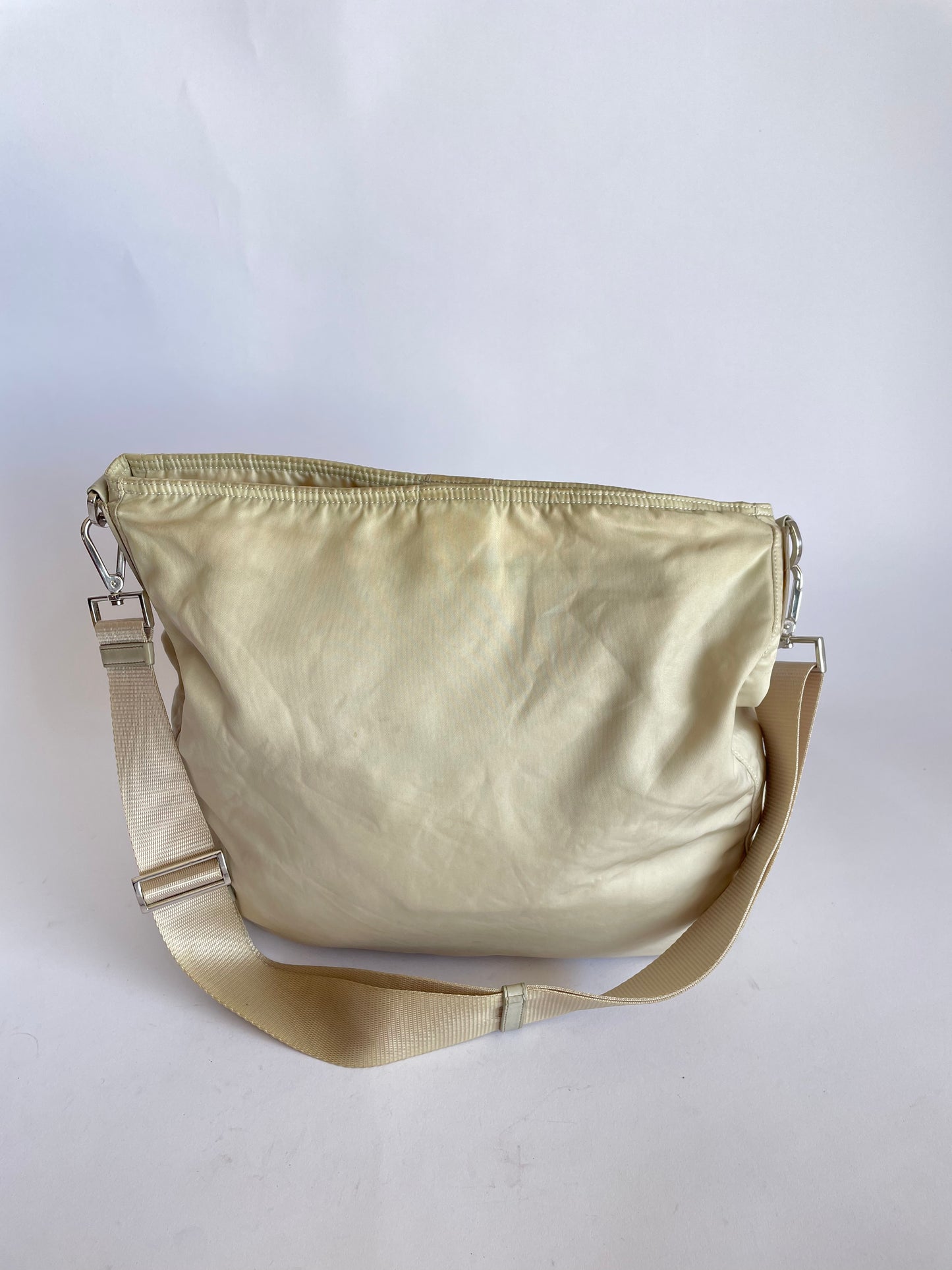 PRADA Beige Nylon Messenger Bag.
