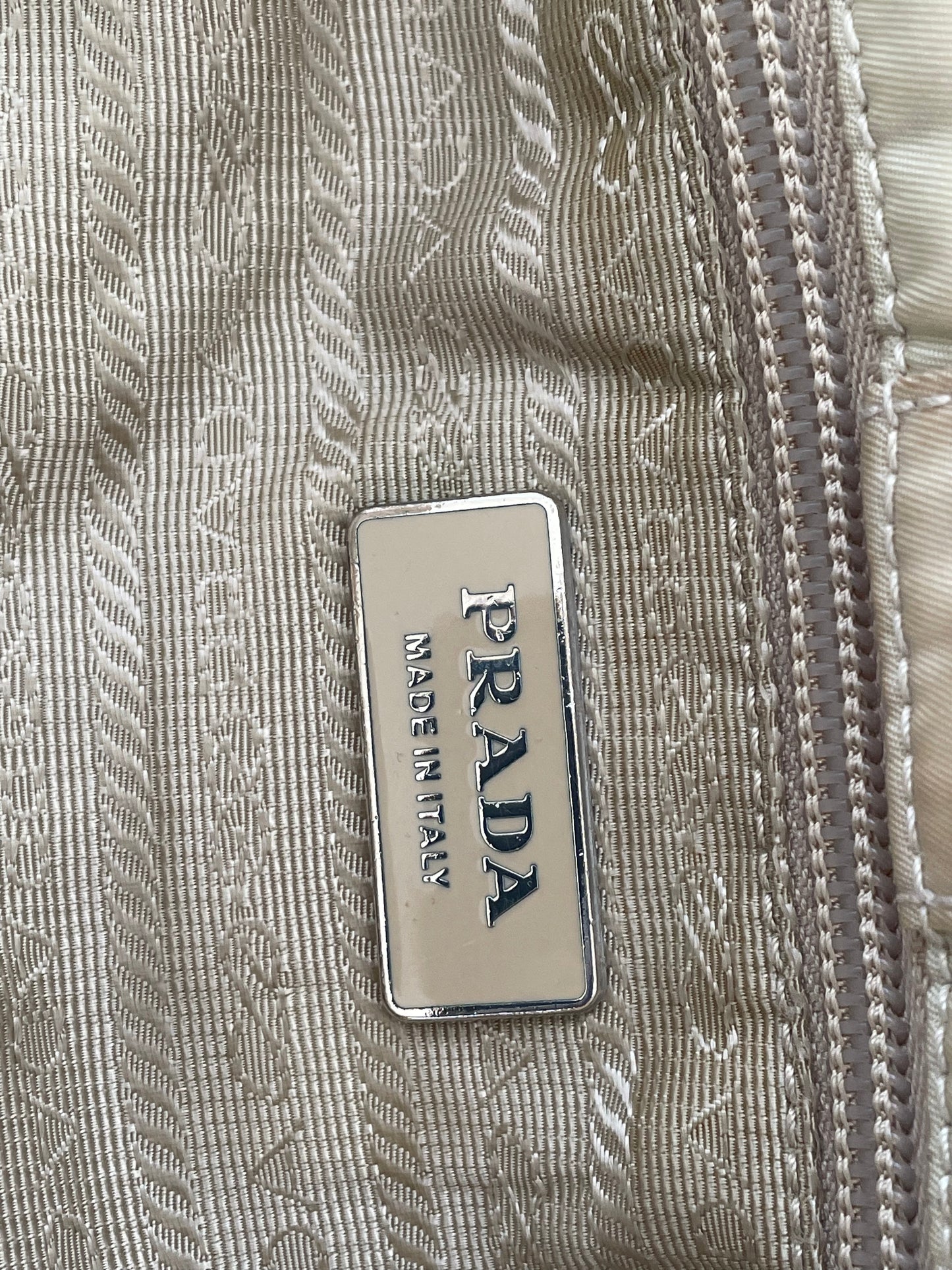 PRADA Beige Nylon Messenger Bag.