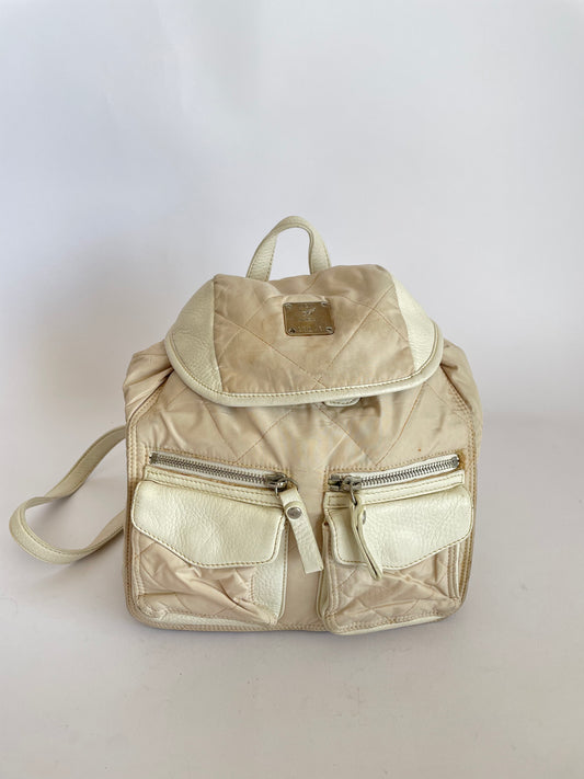 MCM Worldwide Cream Nylon Backpack