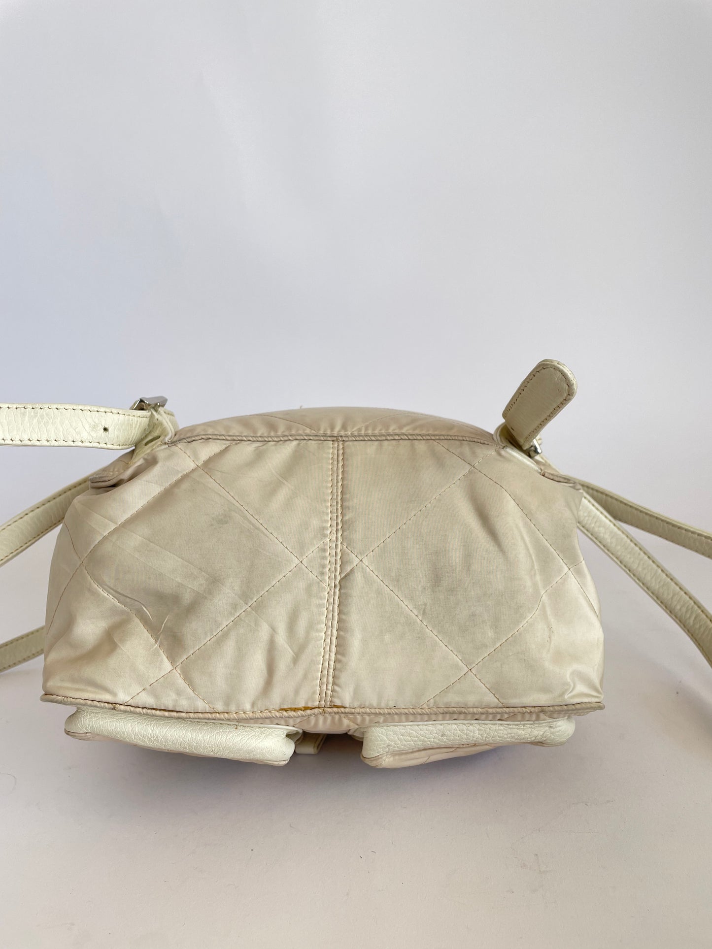 MCM Worldwide Cream Nylon Backpack