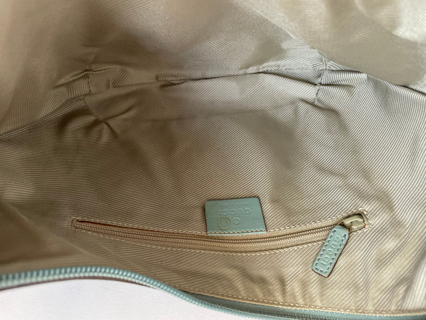 GUCCI Suede GG Canvas Hobo Bag.