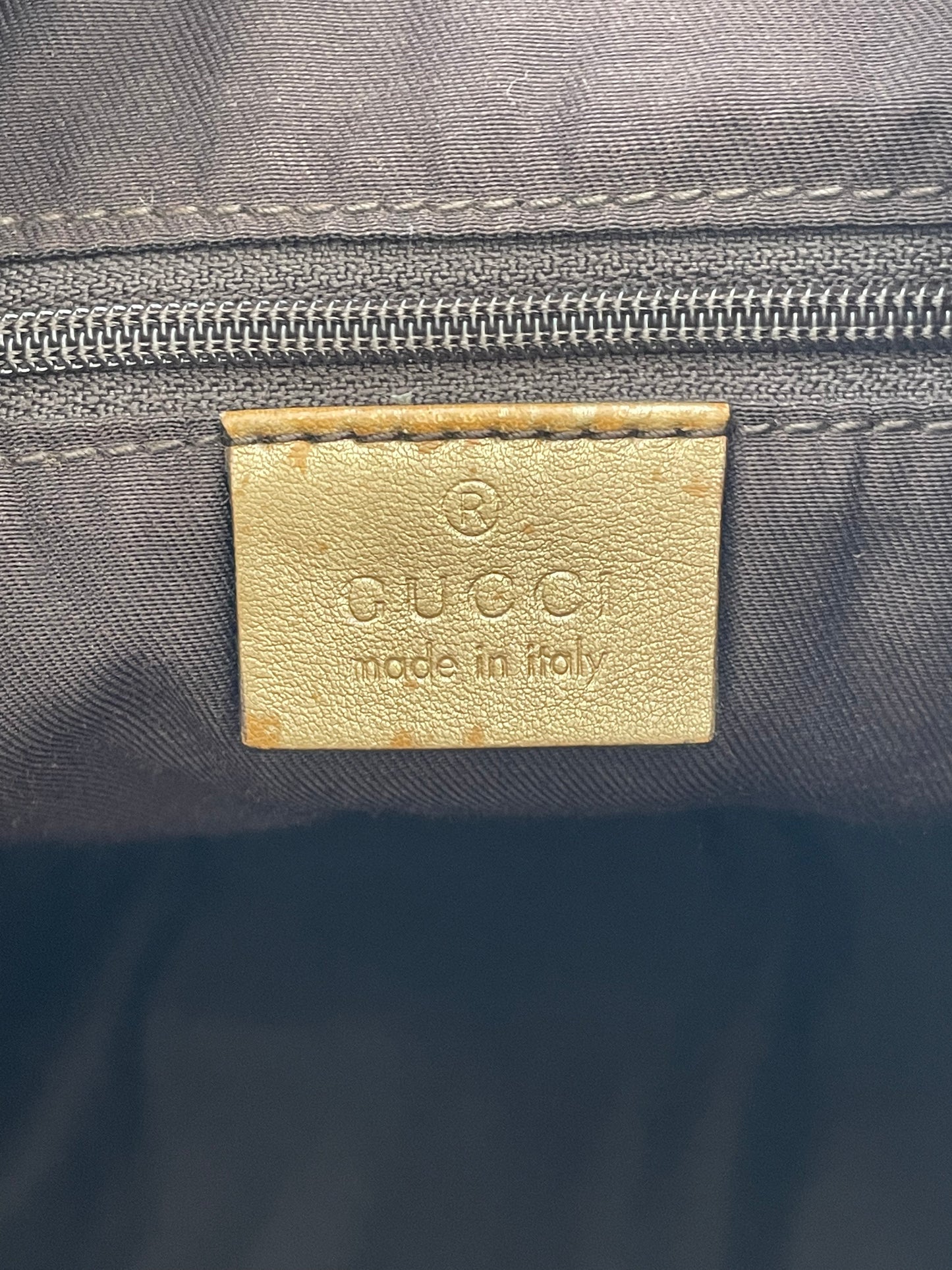 GUCCI Beige/Gold GG Canvas Large D Ring Hobo Bag