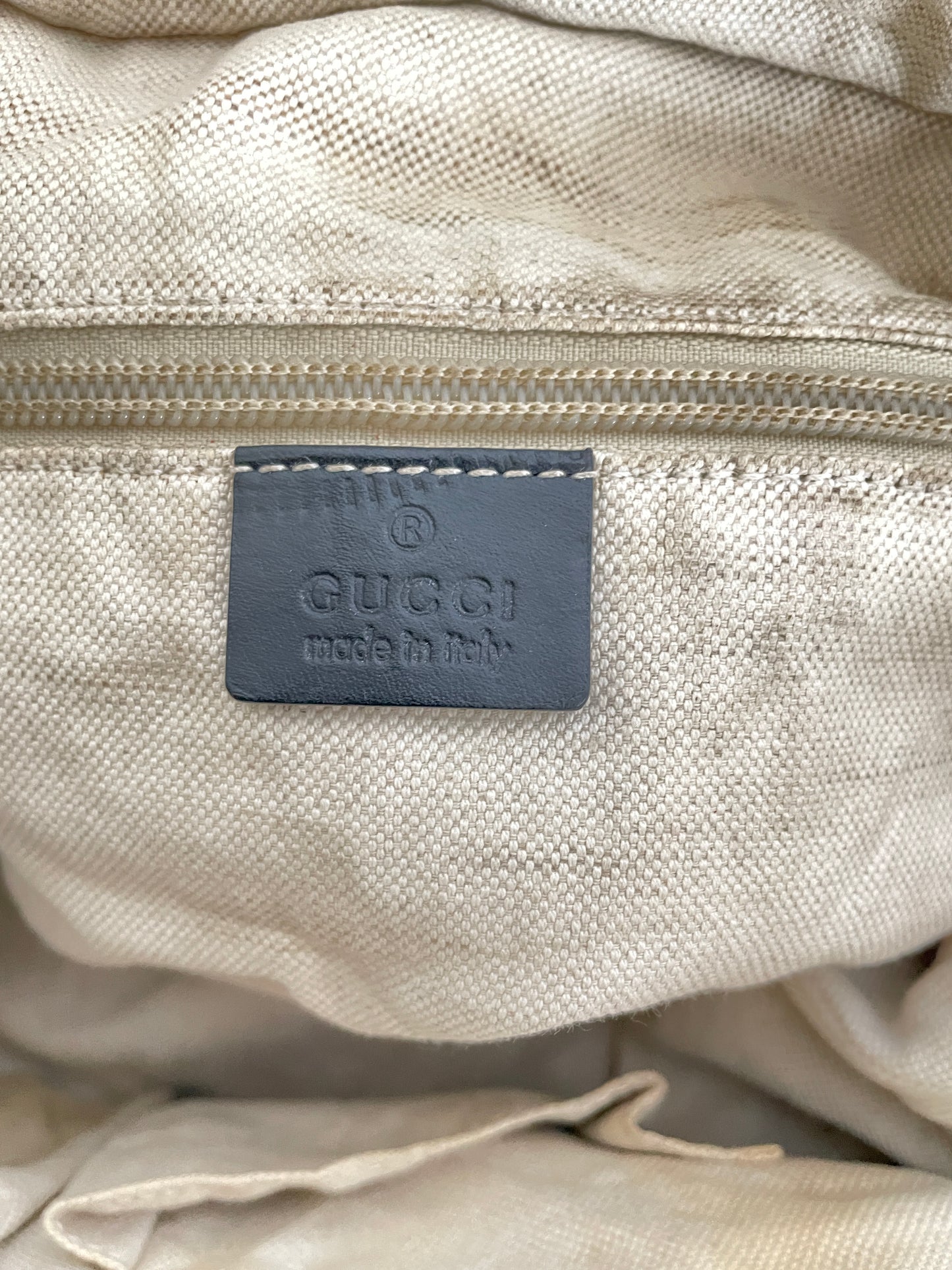 Gucci Black Guccissima Leather/Canvas Flat Messenger Bag