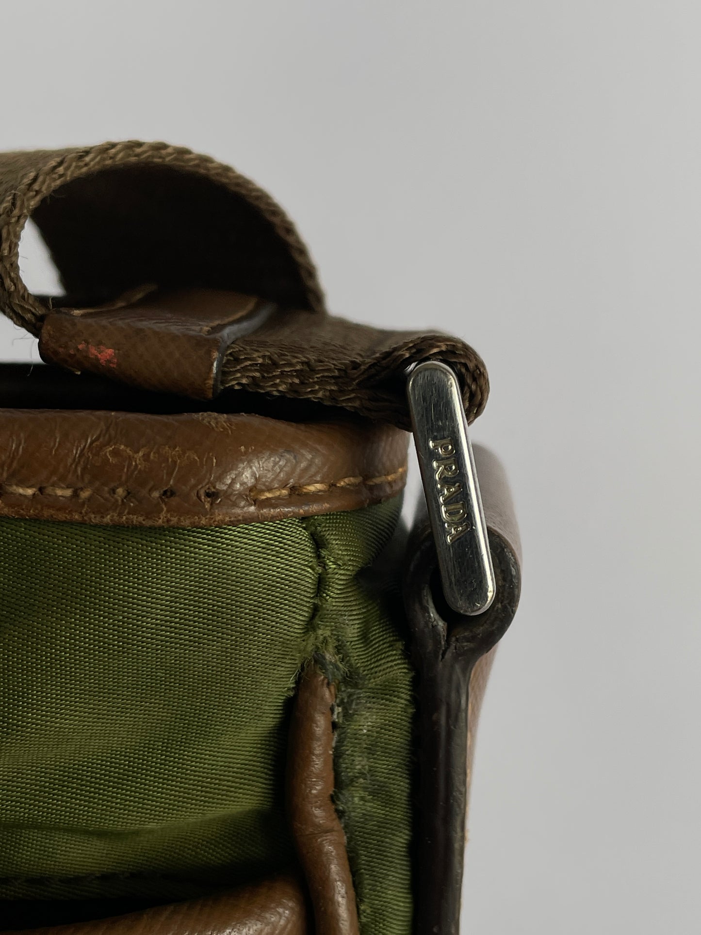 PRADA Tessuto Nylon Flat Messenger Bag Green