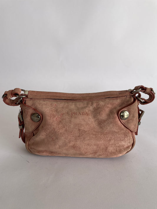 VINTAGE PRADA Pink Women’s Suede Shoulder bag.