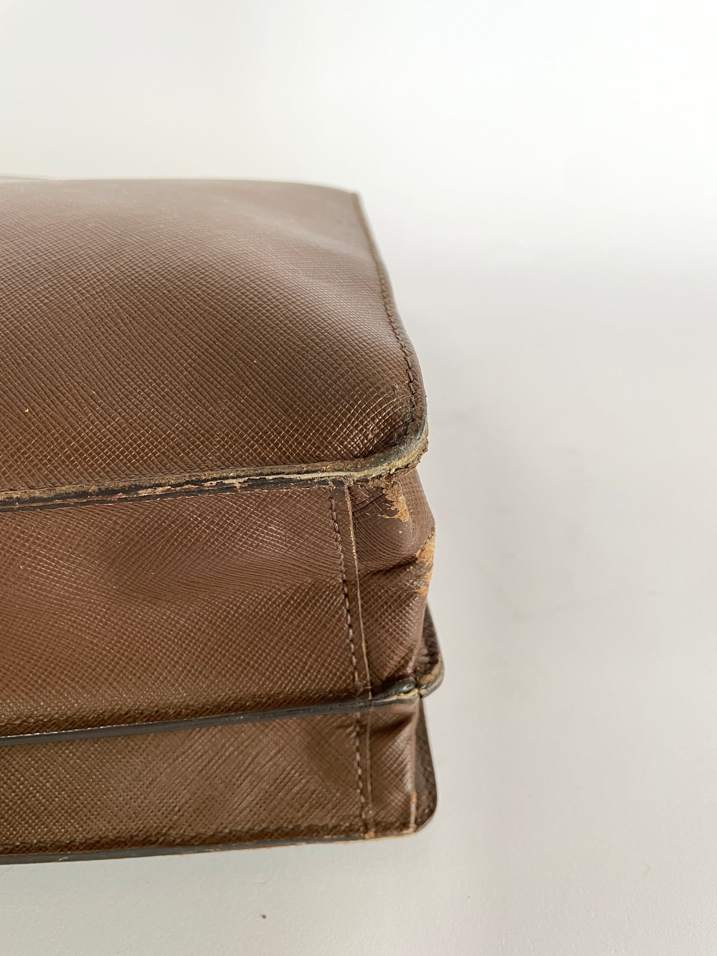 Prada Mocha Brown Leather Work Briefcase