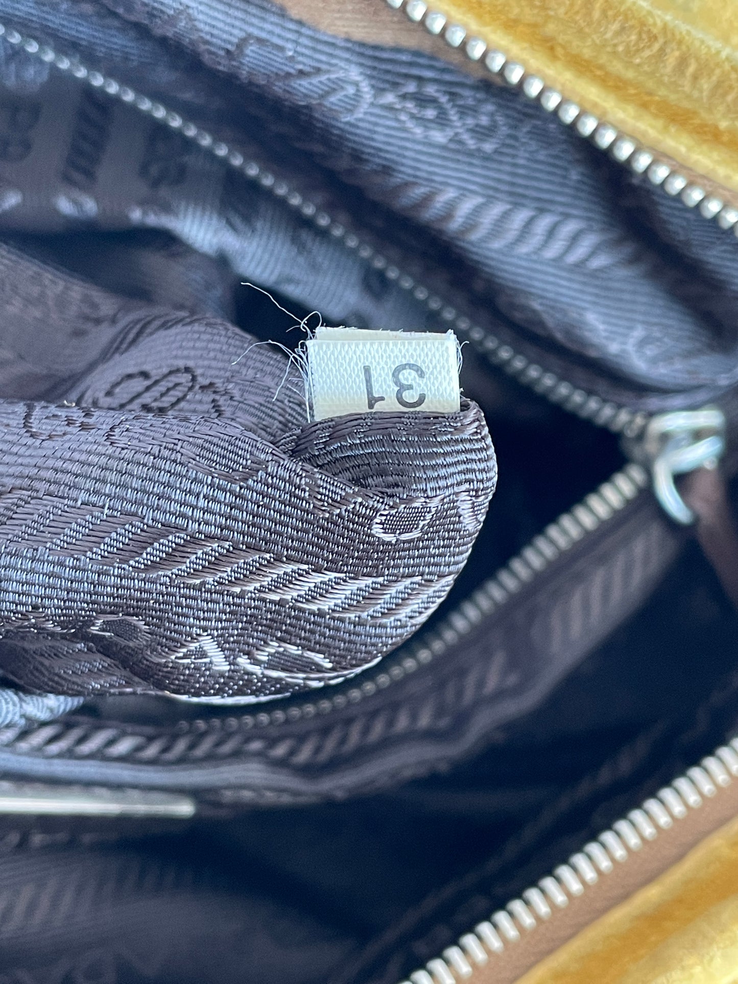 PRADA Small Womens Camoscio Bow Handle Bag Yellow.
