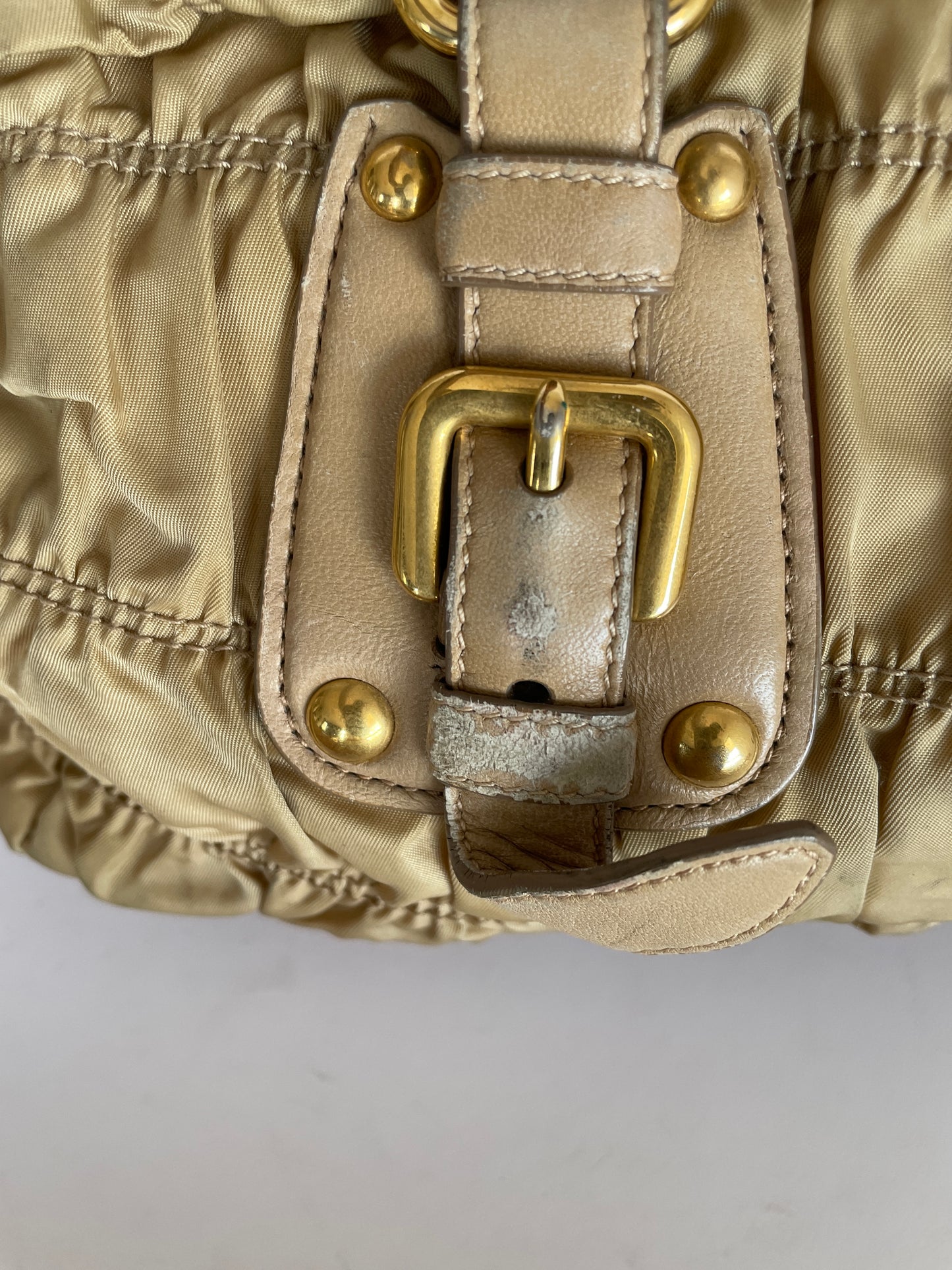 PRADA Womens’ Beige Gaufre Tessuto Nylon medium Shopping Tote Bag