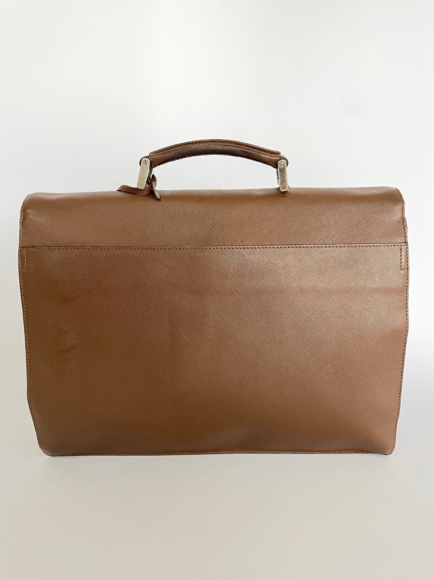 Prada Mocha Brown Leather Work Briefcase