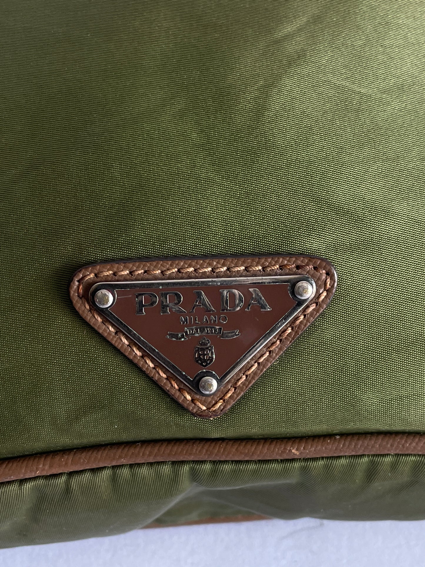 PRADA Tessuto Nylon Flat Messenger Bag Green