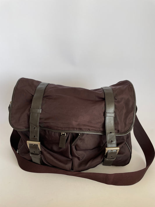 PRADA Mens Brown Tessuto Nylon/leather Crossbody Bag