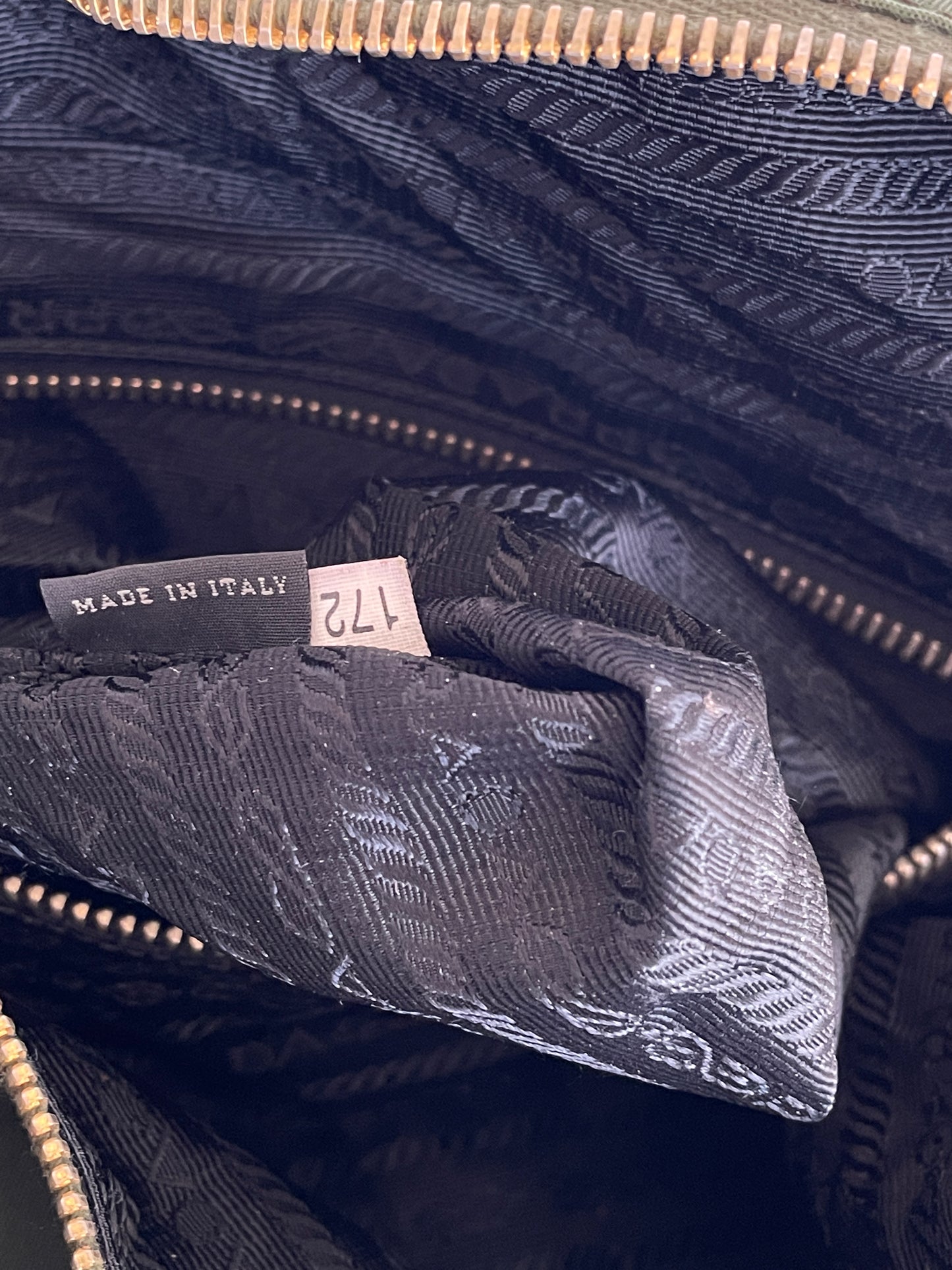 Prada Green Nylon and Leather Duffle Bag