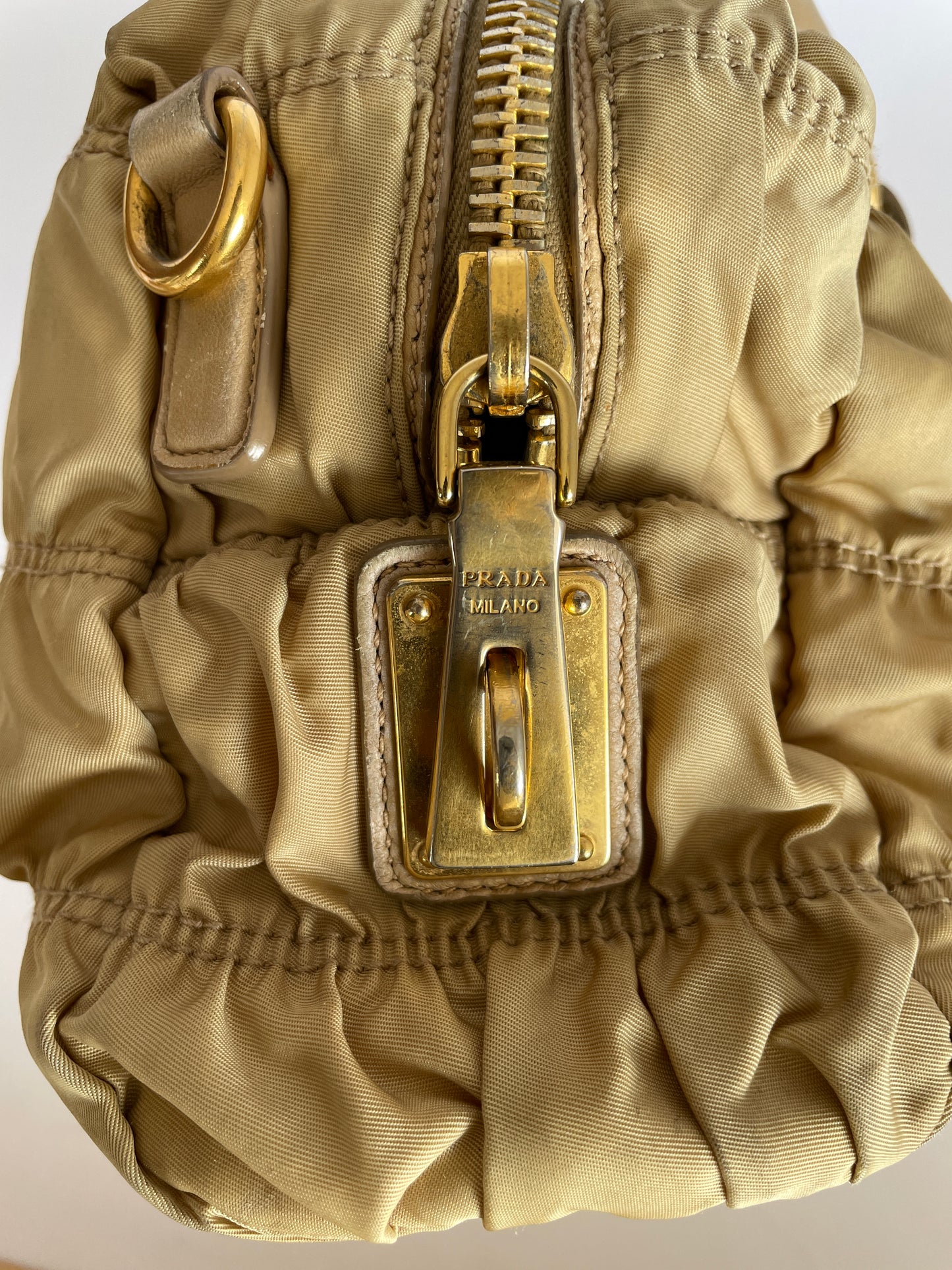 PRADA Womens’ Beige Gaufre Tessuto Nylon medium Shopping Tote Bag