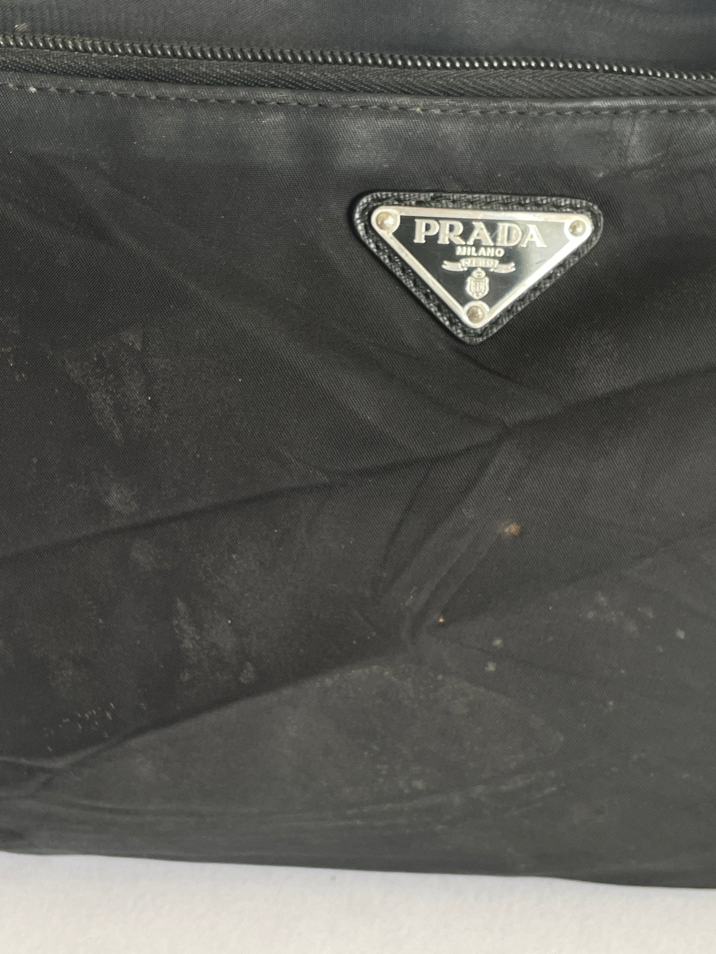 PRADA Mens Black Tessuto Messenger Bag.