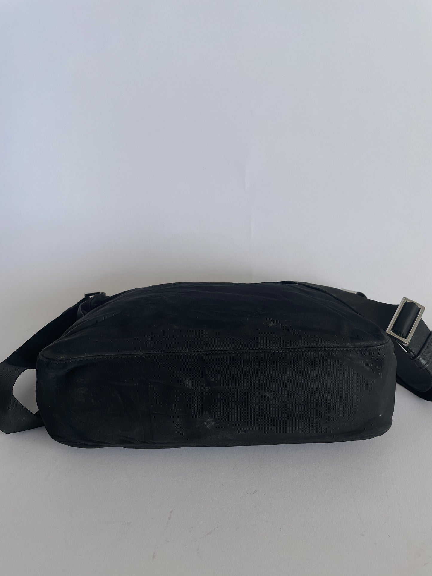 PRADA Mens Black Tessuto Messenger Bag.