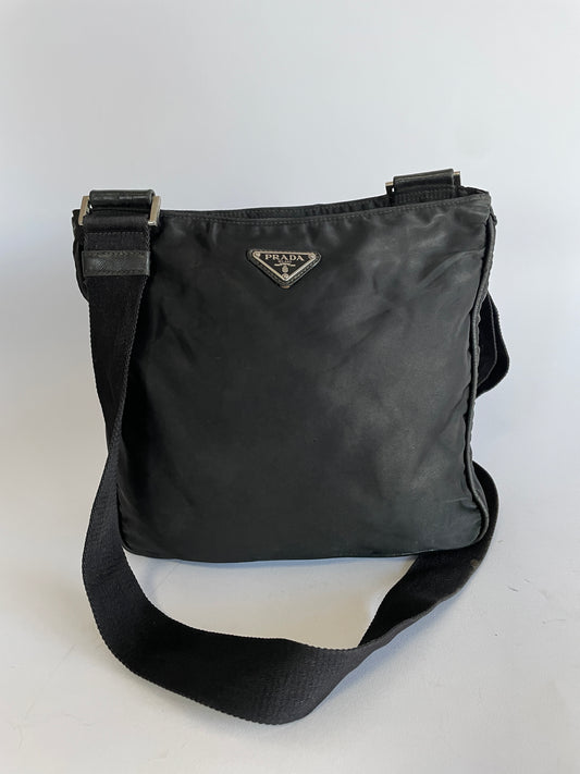PRADA Tessuto Nylon Crossbody Bag Black